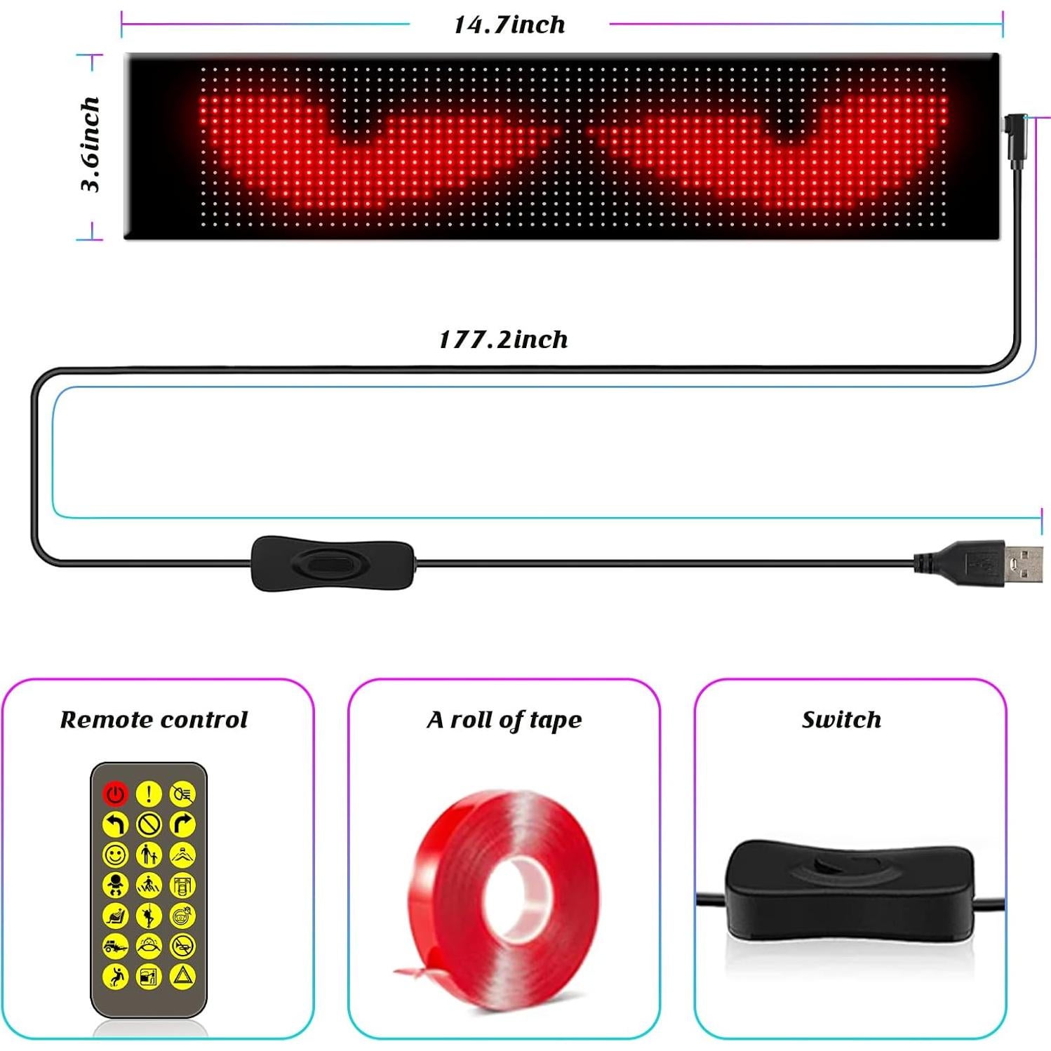 Ojos LED Programables Sulmeyhub 37.4x9.2 cm para Carro