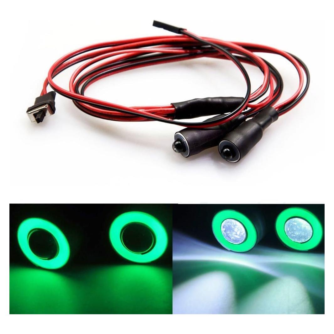 Faros LED Universales MOHERO 10mm Verde y Blanco para RC 1/10