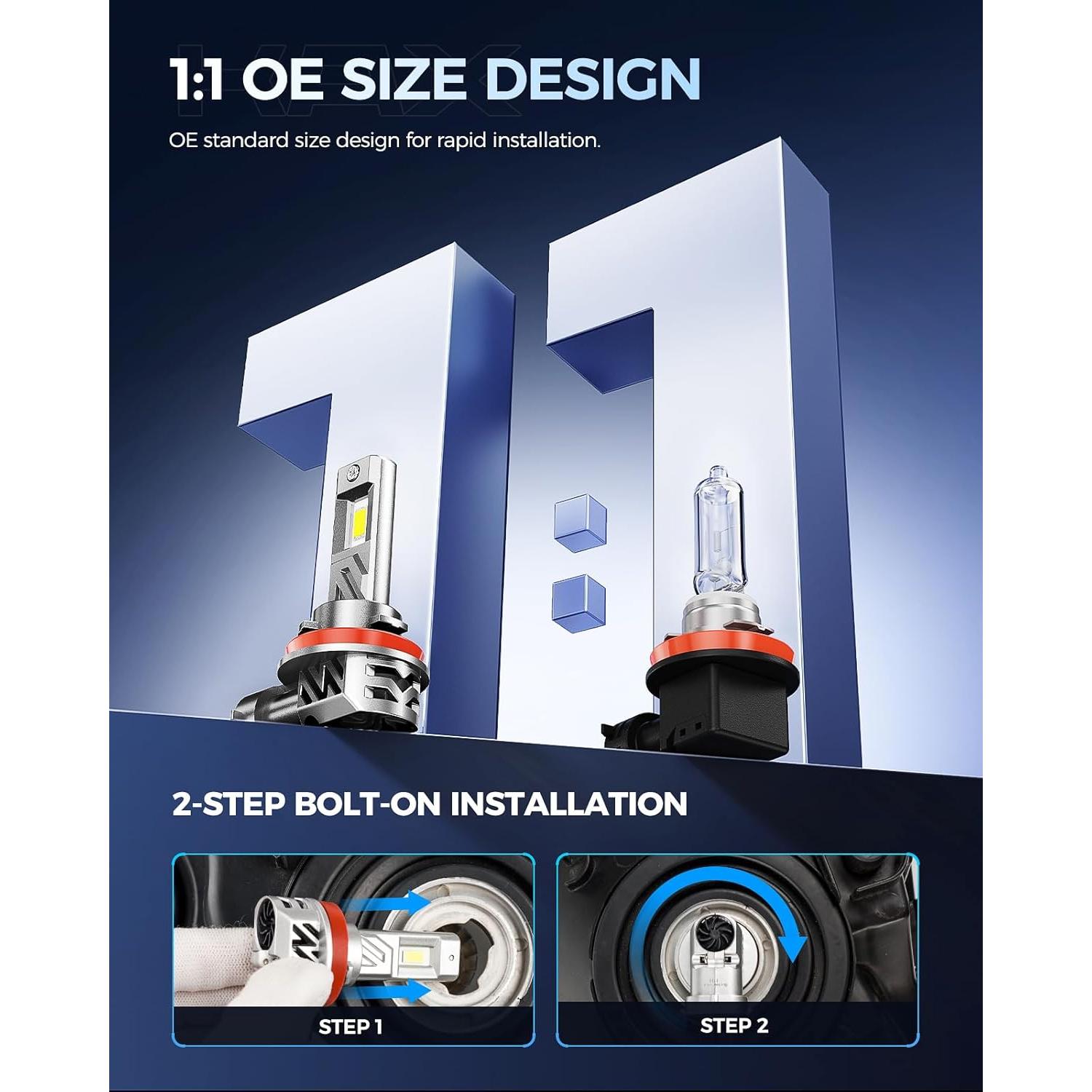 Bombilla LED KAX K3 H11 50000 Lúmenes 100000 Horas