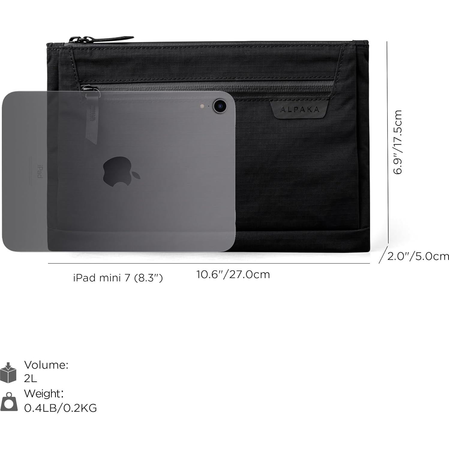 ALPAKA Zip Pouch Max V2 - Bolsa Compacta Negra 2L Resistente al Agua