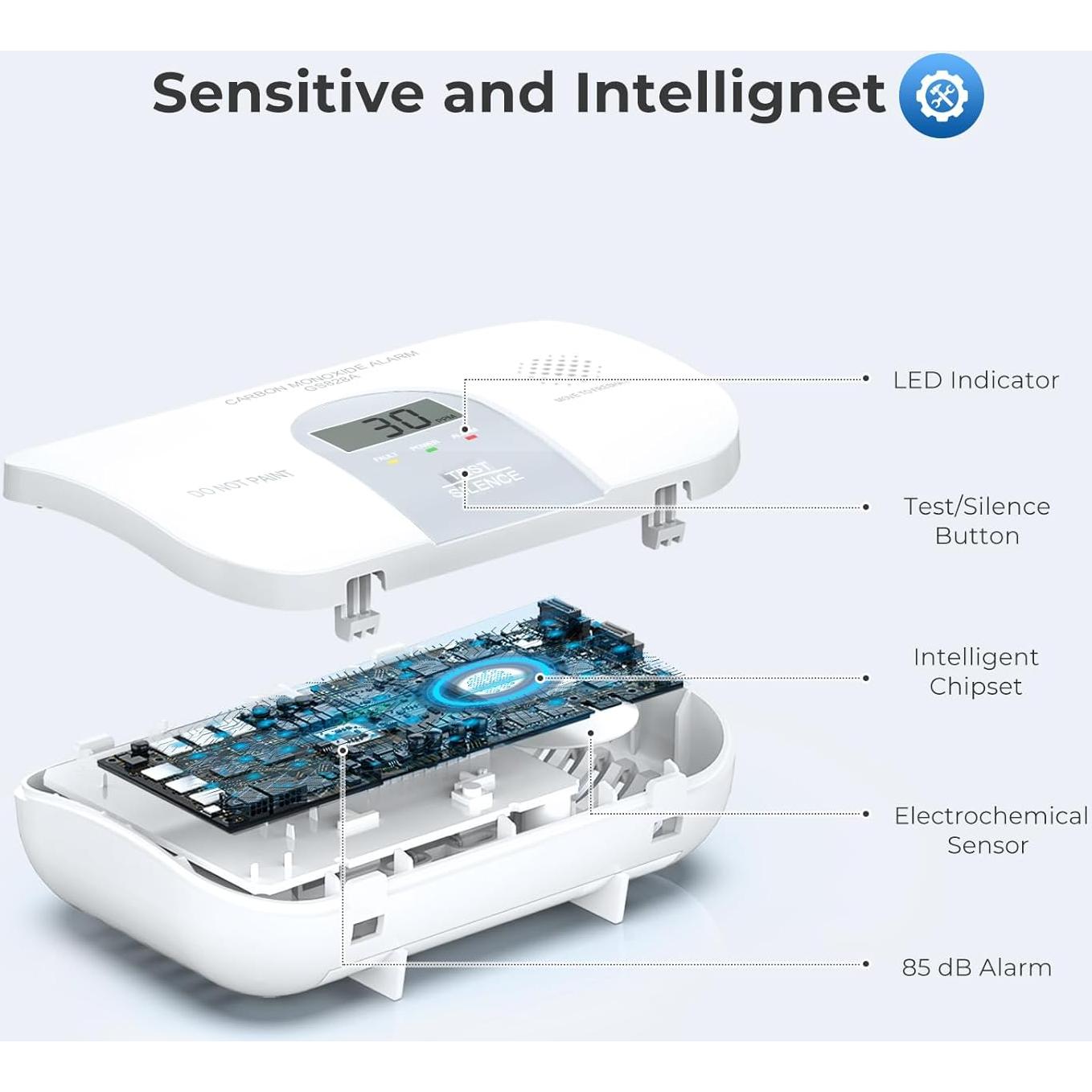 Detector de Monóxido de Carbono Siterwell GS828A LCD 10 Años