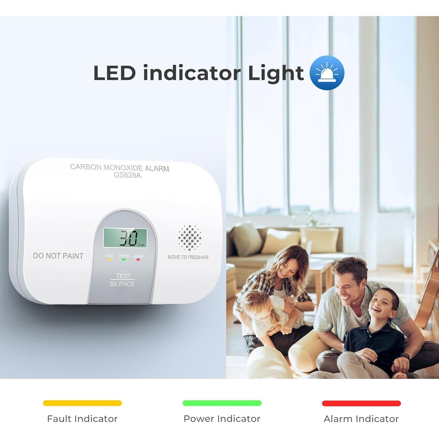Detector de Monóxido de Carbono Siterwell GS828A LCD 10 Años