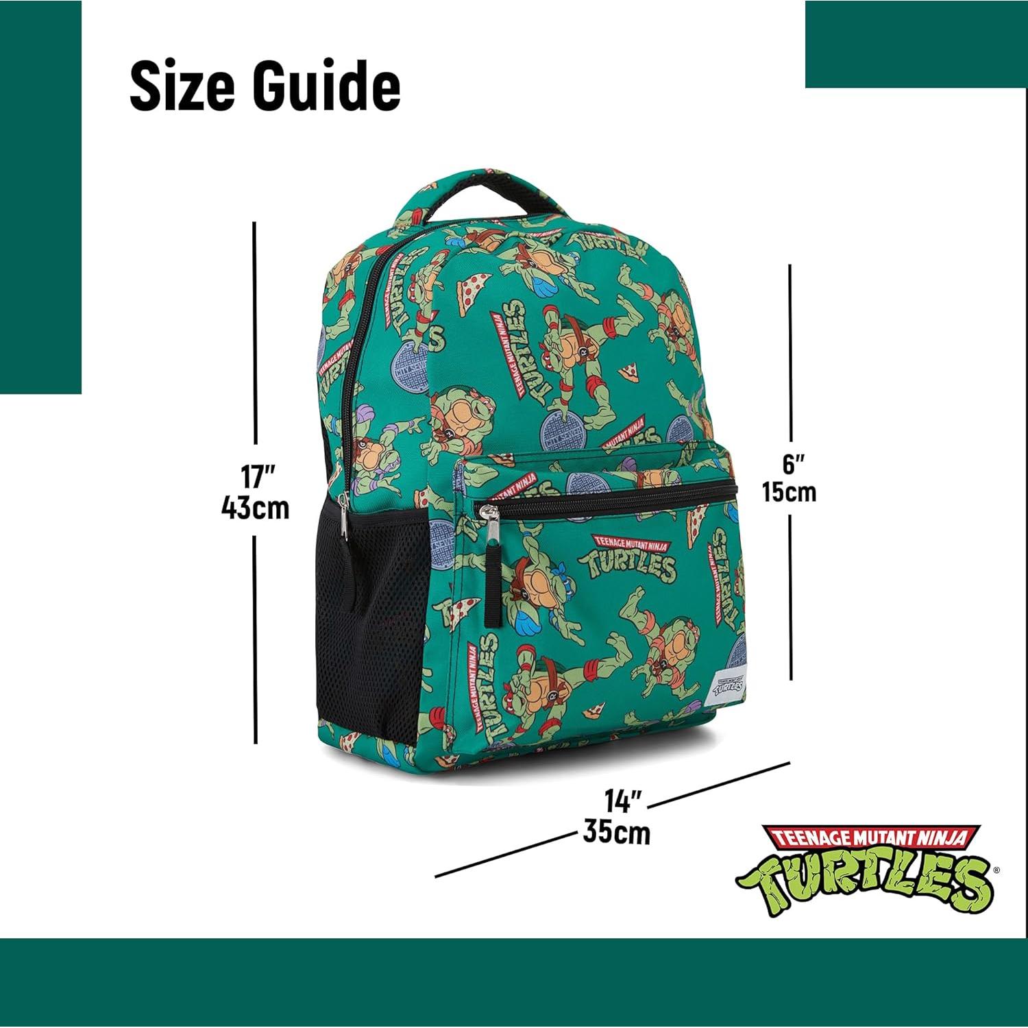 Mochila Escolar Tortugas Ninja Verde - 20L, Acolchada