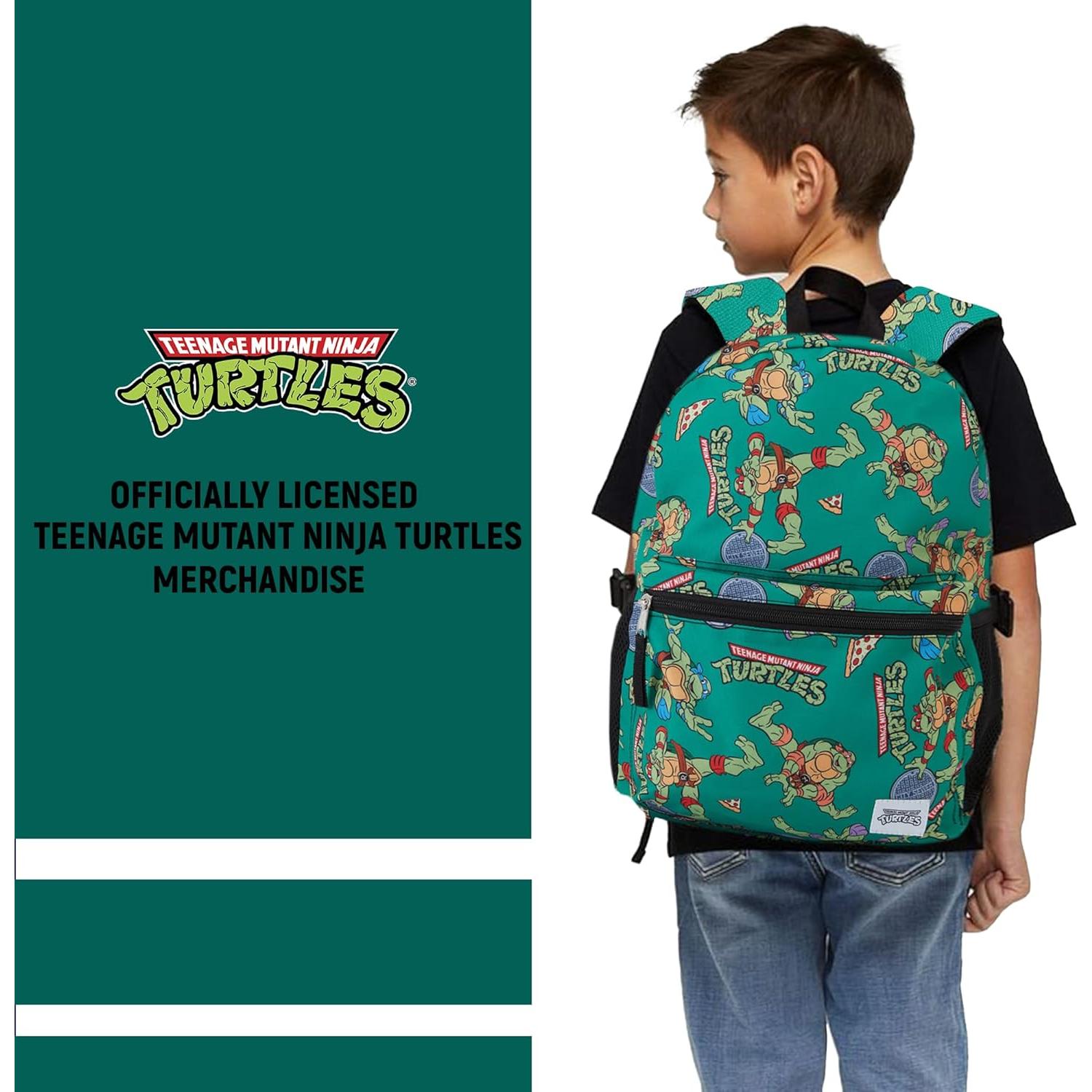 Mochila Escolar Tortugas Ninja Verde - 20L, Acolchada