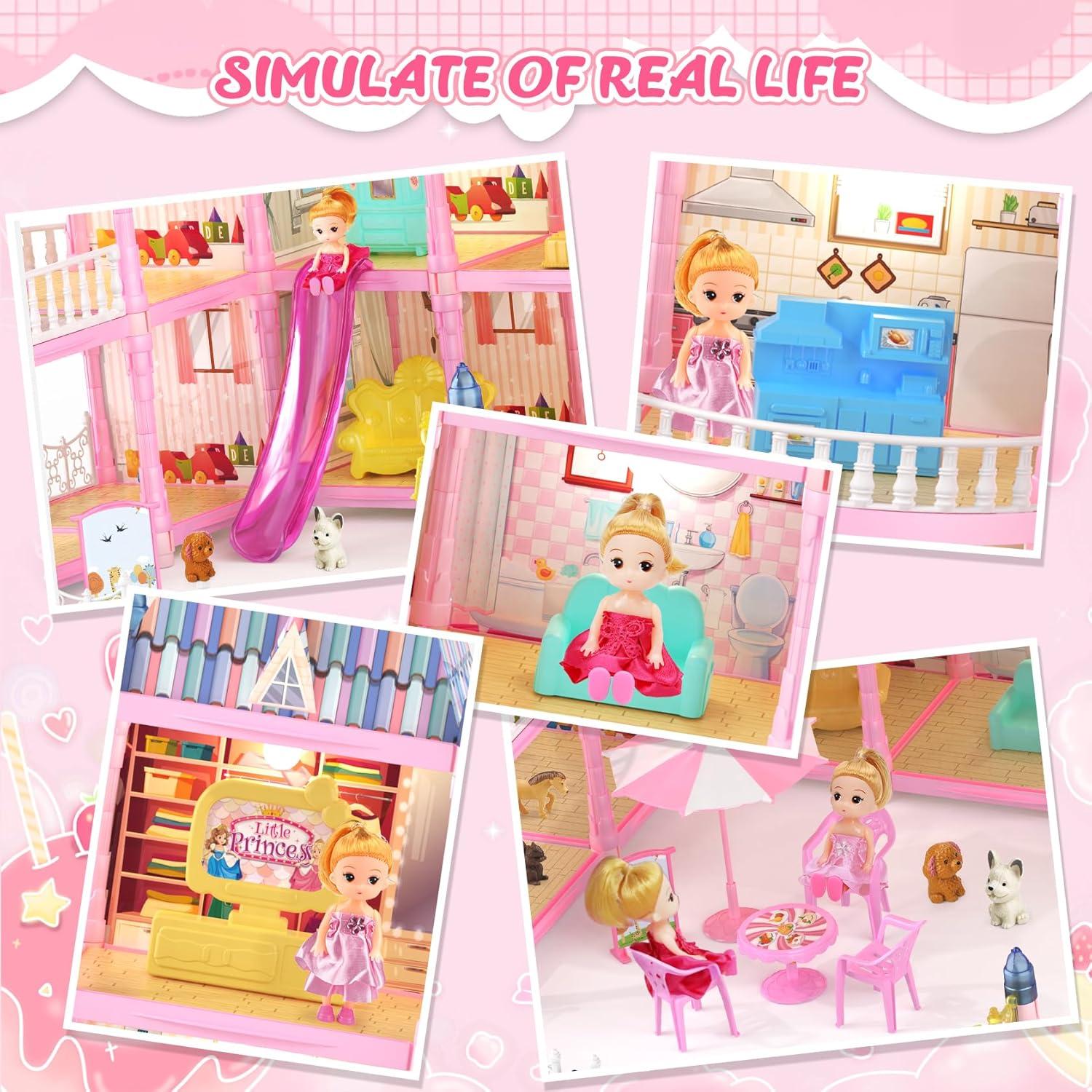 Casa de Muñecas 4 Pisos Randhar 15 Habitaciones con Accesorios