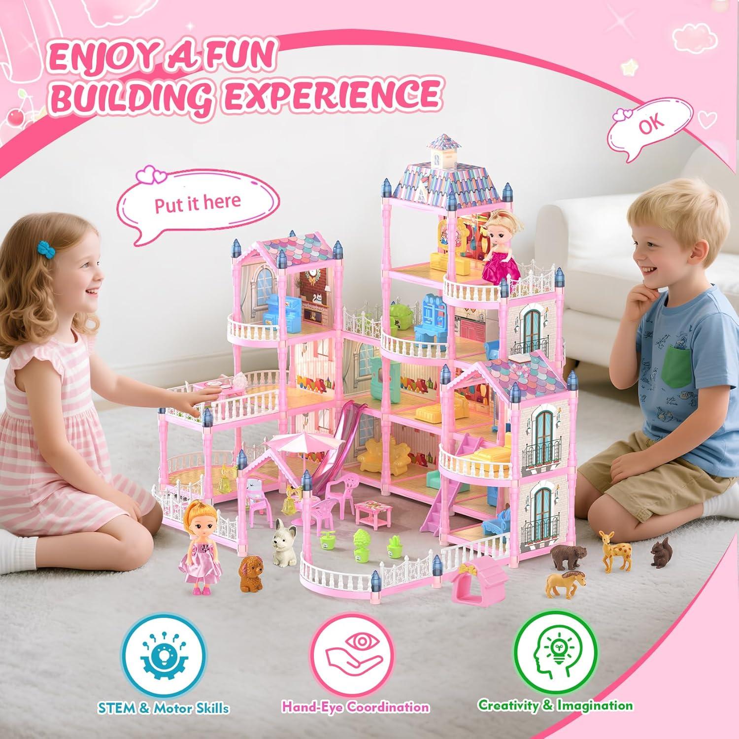 Casa de Muñecas 4 Pisos Randhar 15 Habitaciones con Accesorios