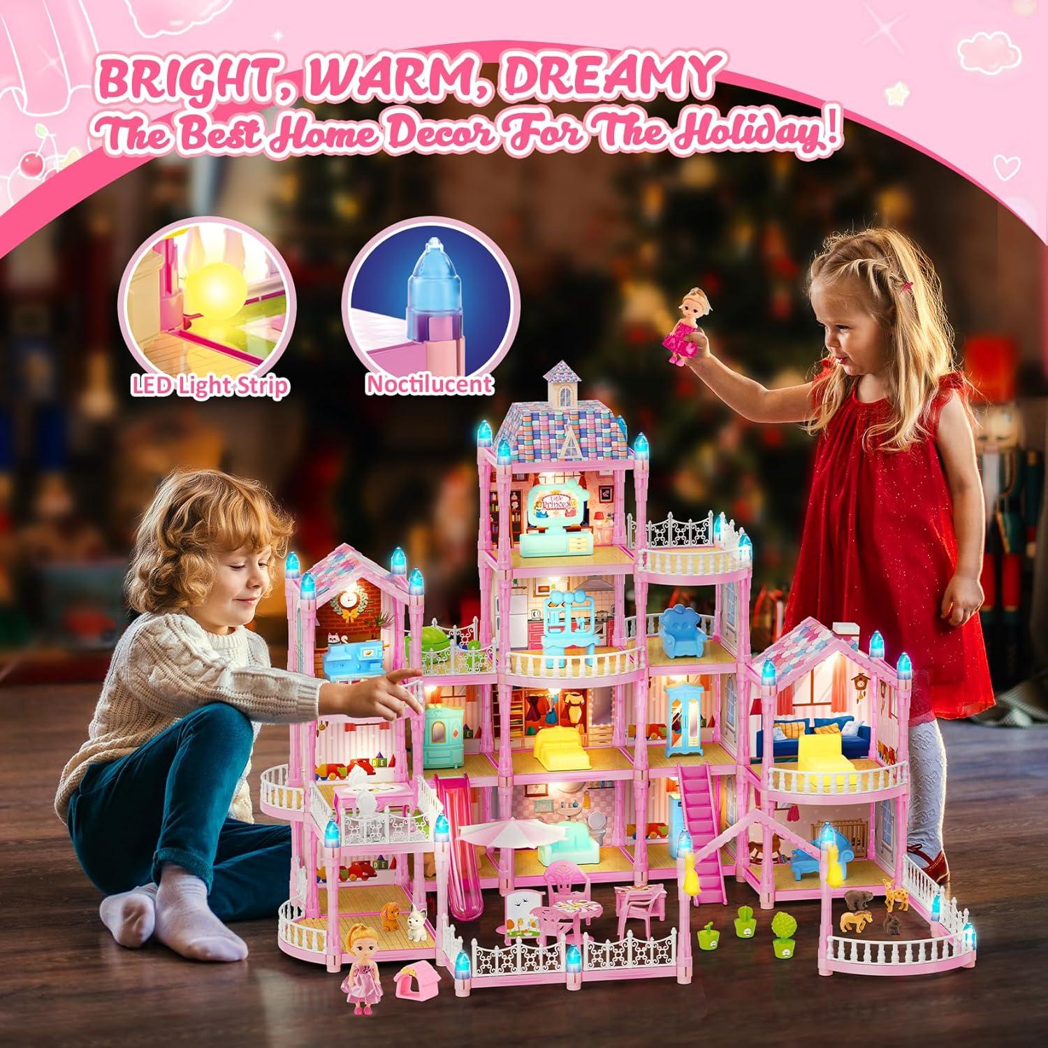 Casa de Muñecas 4 Pisos Randhar 15 Habitaciones con Accesorios