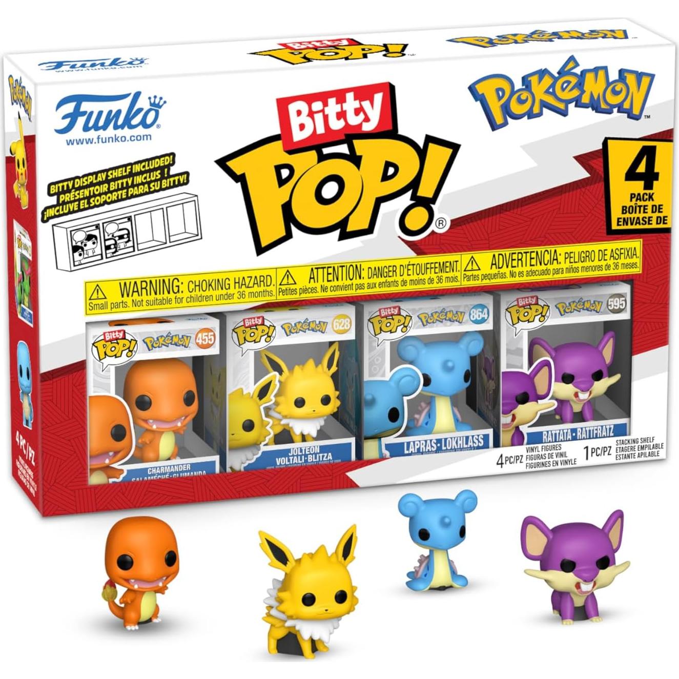 Funko Pop! Bitty Pokemon - Charmander, Jolteon, Lapras, Rattata - 2.3 cm