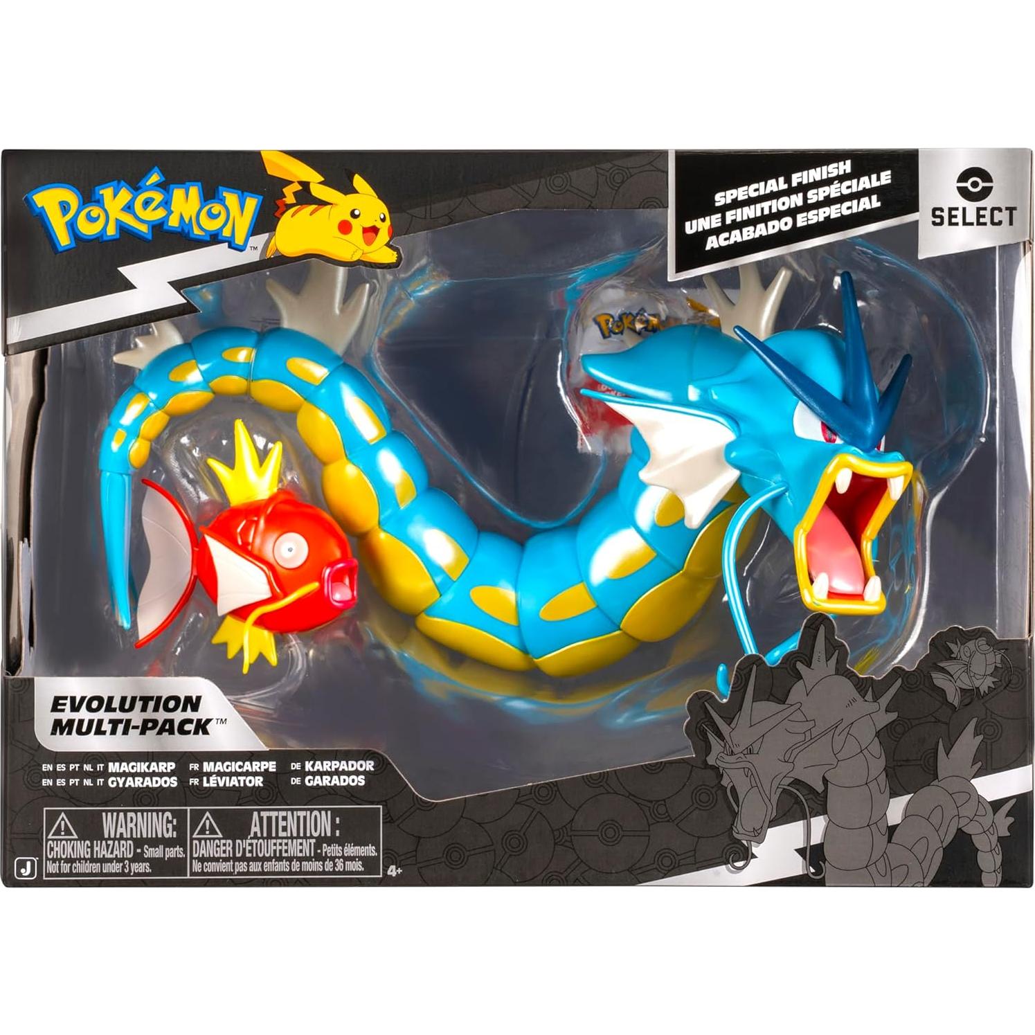 Paquete de Evolución Select Pokémon Jazwares - Magikarp 5 cm y Gyarados 30 cm