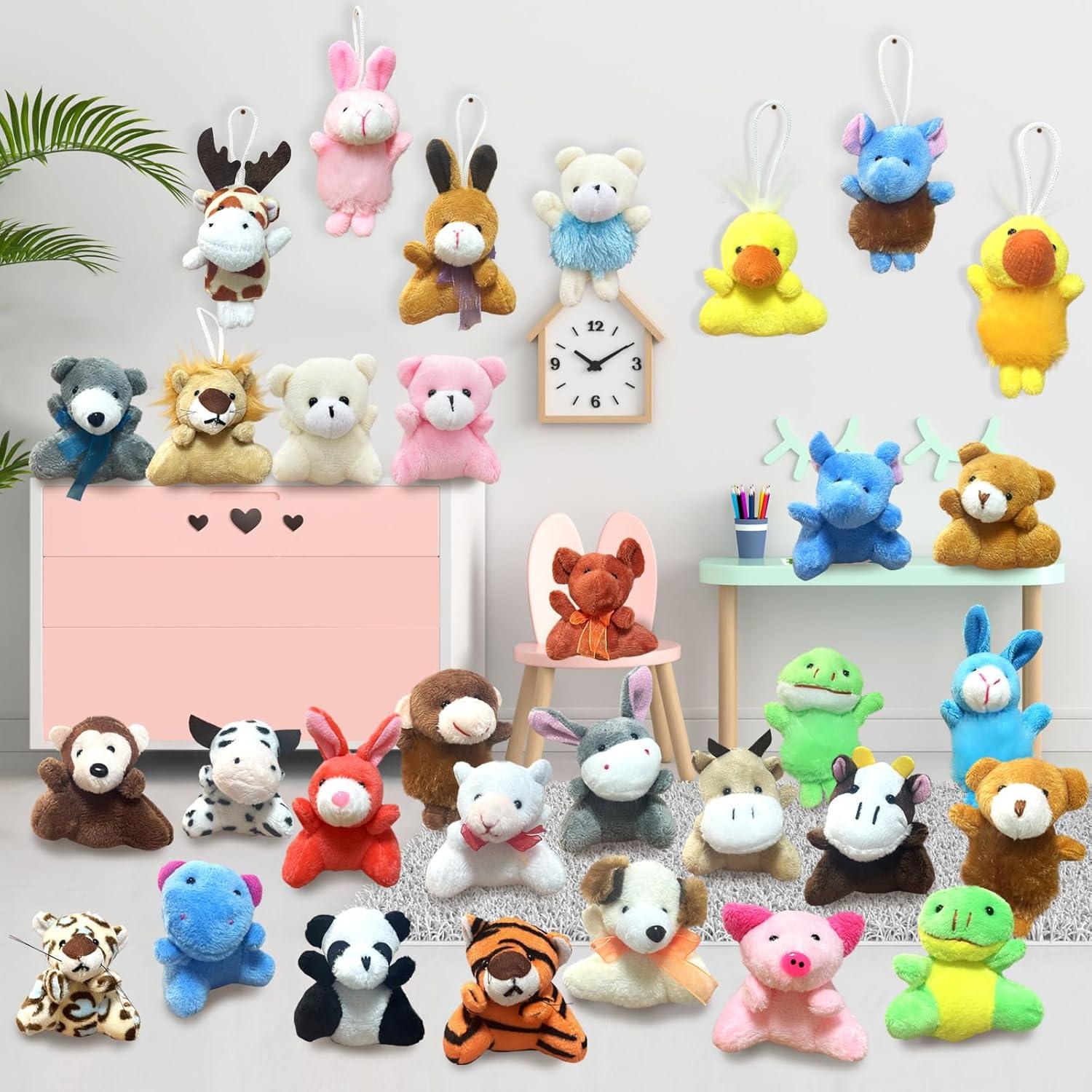 Conjunto de 32 Juguetes de Animales de Peluche Miniatura