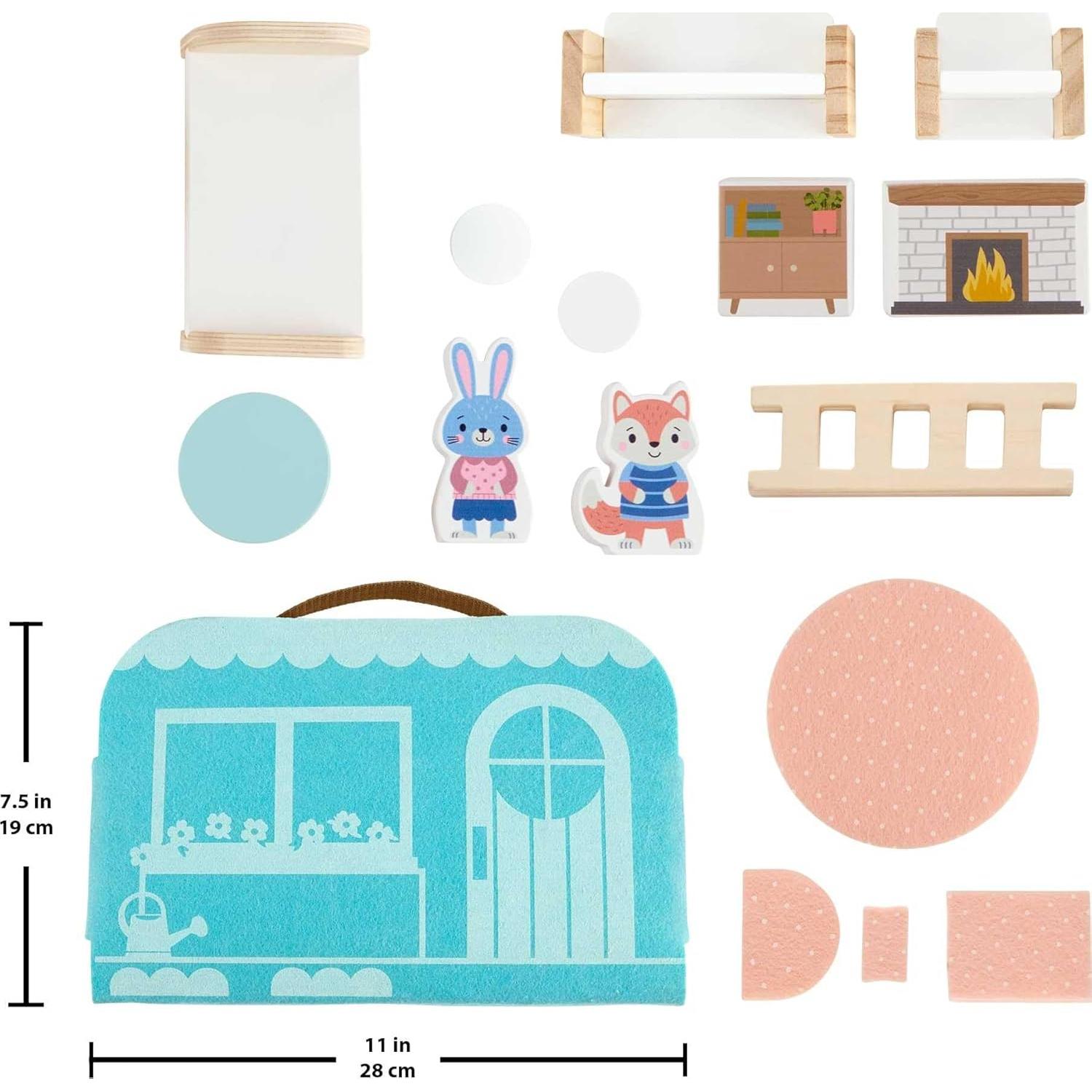 Casa de Muñecas de Madera Fisher-Price 15 Piezas Portátil