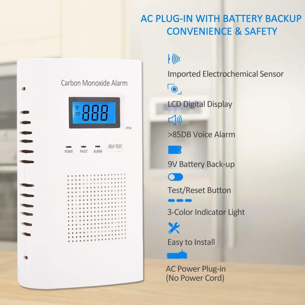 Detector de Monóxido de Carbono WESHLGD KH-520 con Pantalla LCD