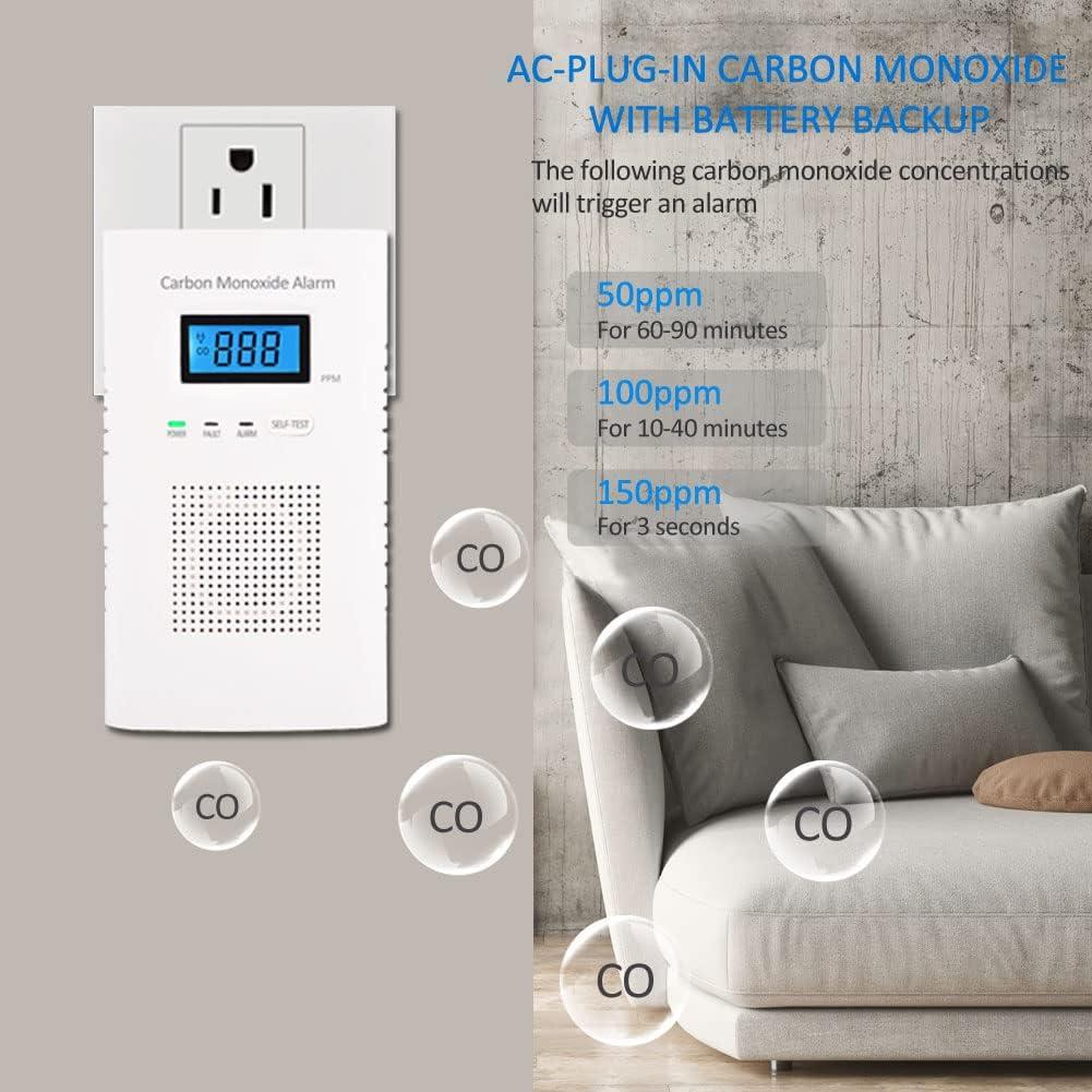Detector de Monóxido de Carbono WESHLGD KH-520 con Pantalla LCD