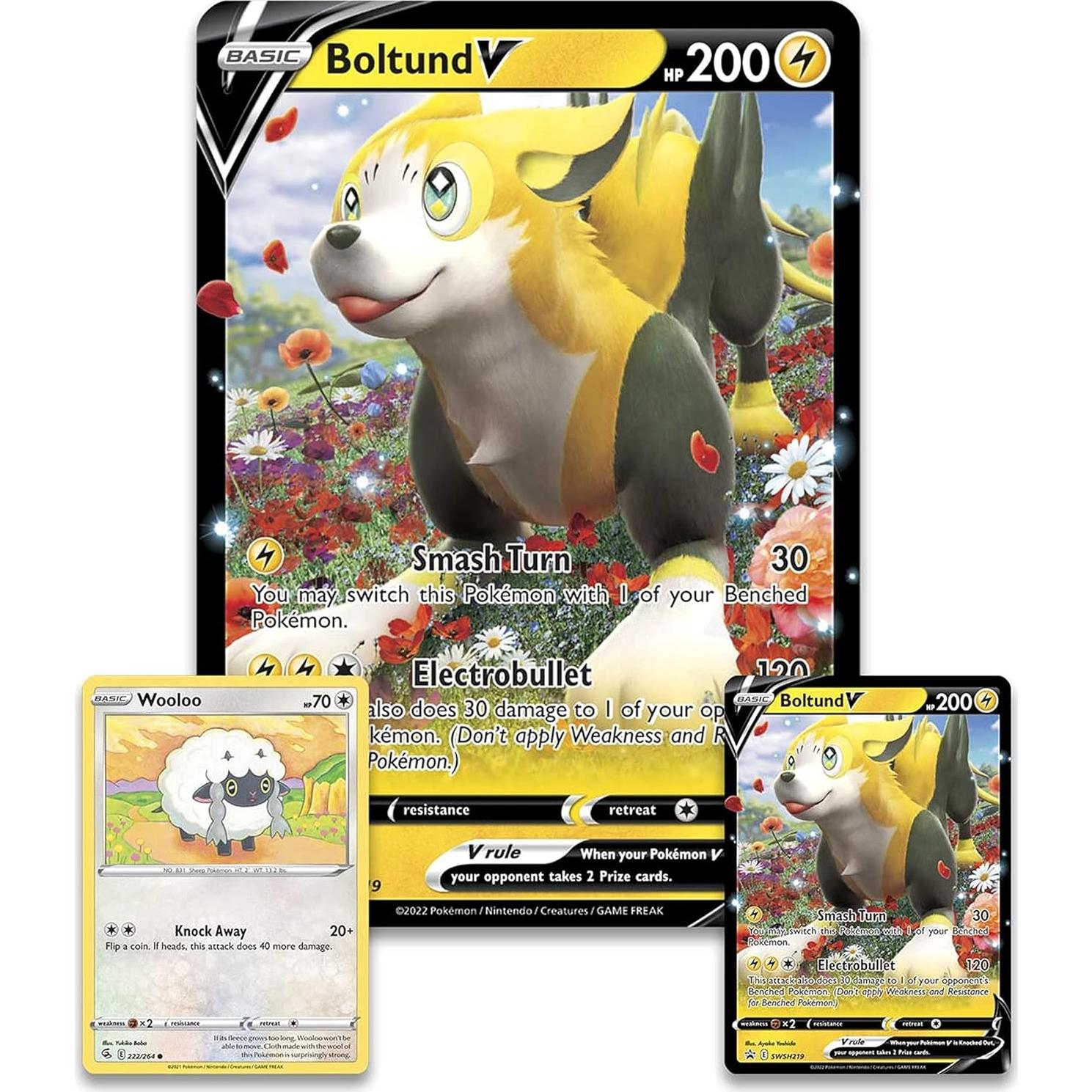 Caja Boltund V Pokémon TCG - Multicolor, 1 carta foil y 4 paquetes
