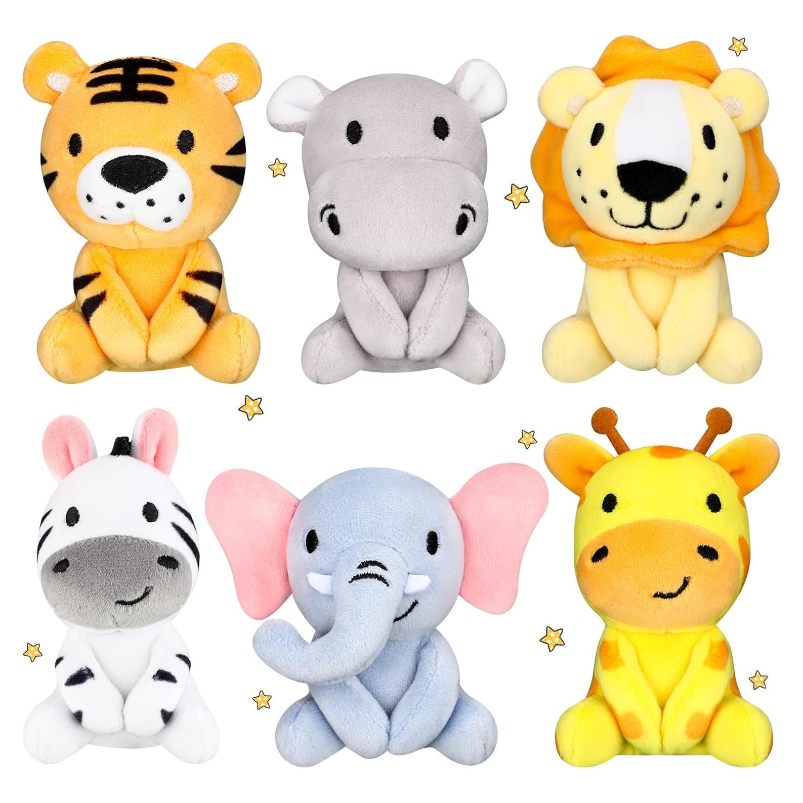 Conjunto 6 Mini Animales de Peluche Aoriher 10 cm Safari