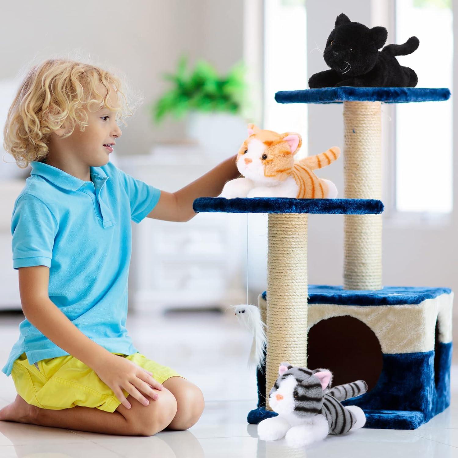 3 Gatitos de Peluche Harrycle 23 cm Suaves y Coloridos