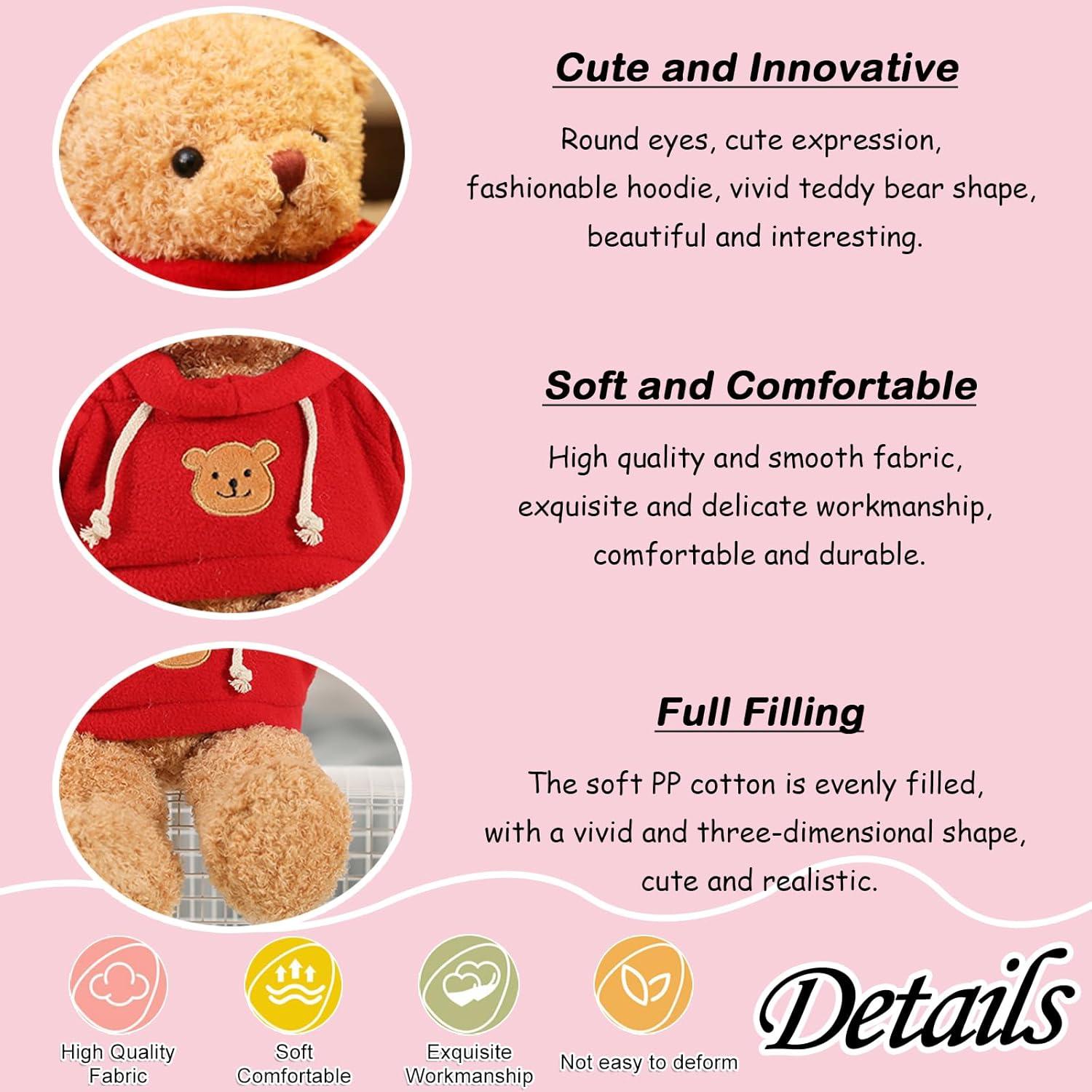 Oso de Peluche 30 cm Zhidiloveyou con Sudadera Roja