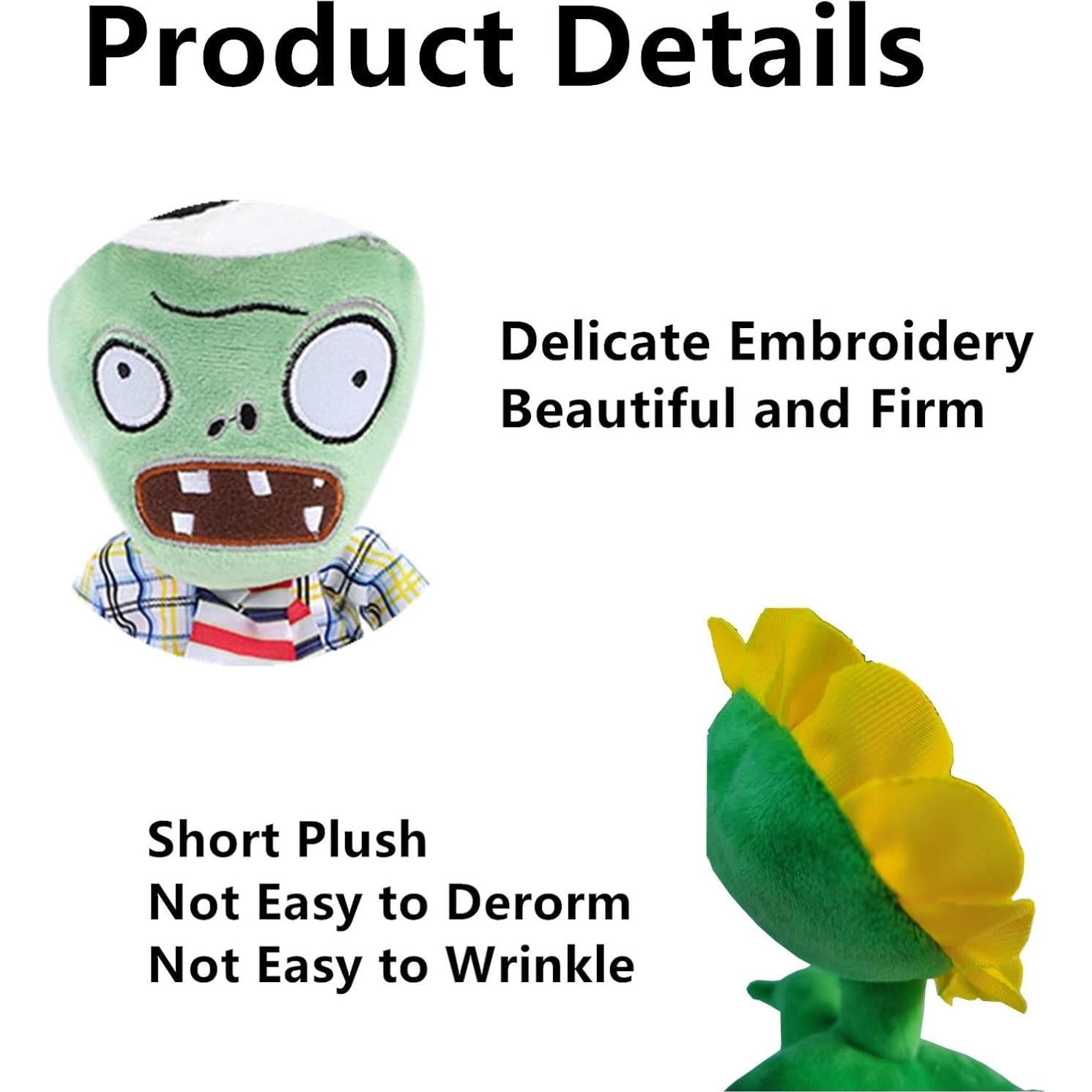 Muñecos de Peluche PVZ JHESAO 6 PCS Plantas y Zombies 16-20 cm