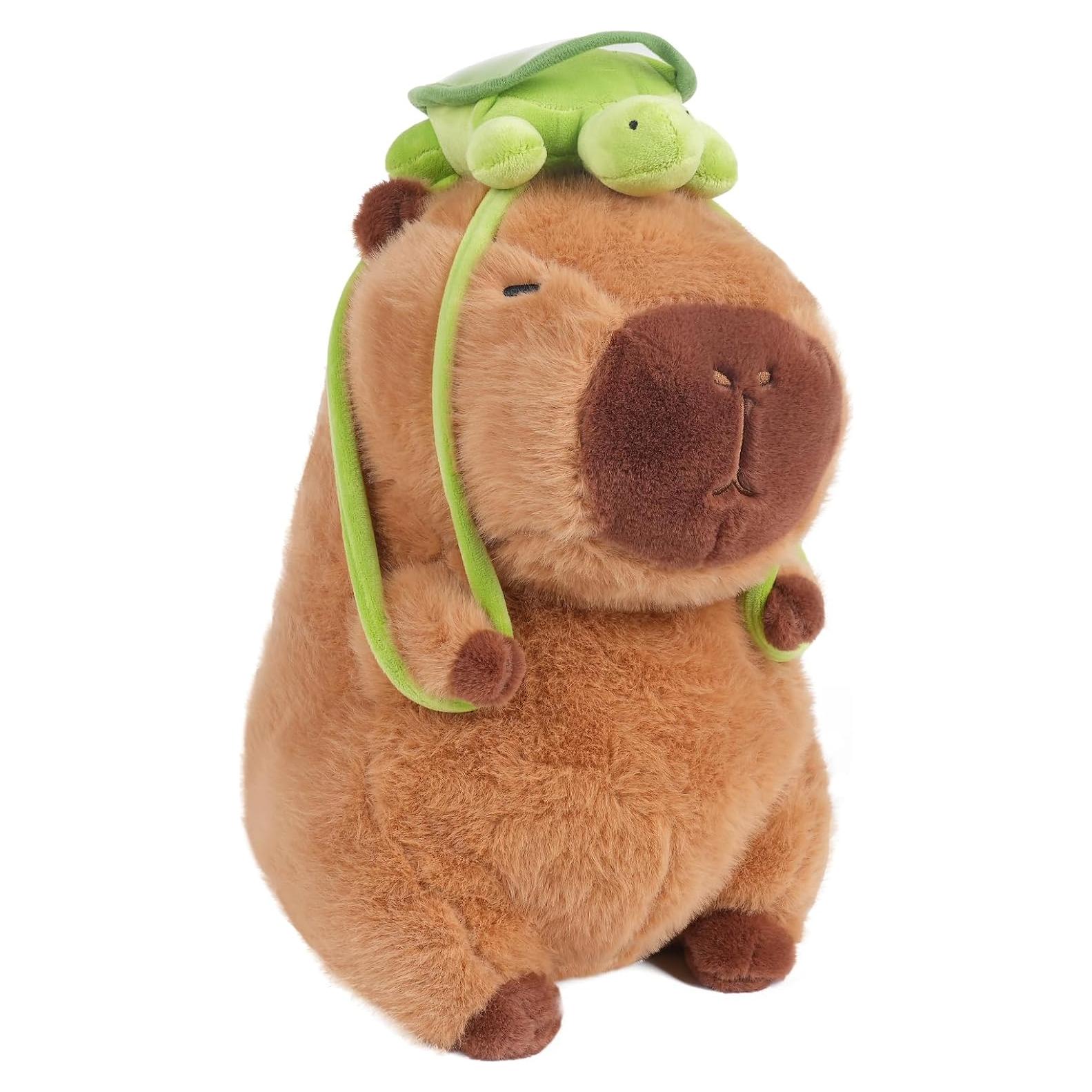 Muñeca de Peluche Capibara 30.48cm con Mochila Tortuga