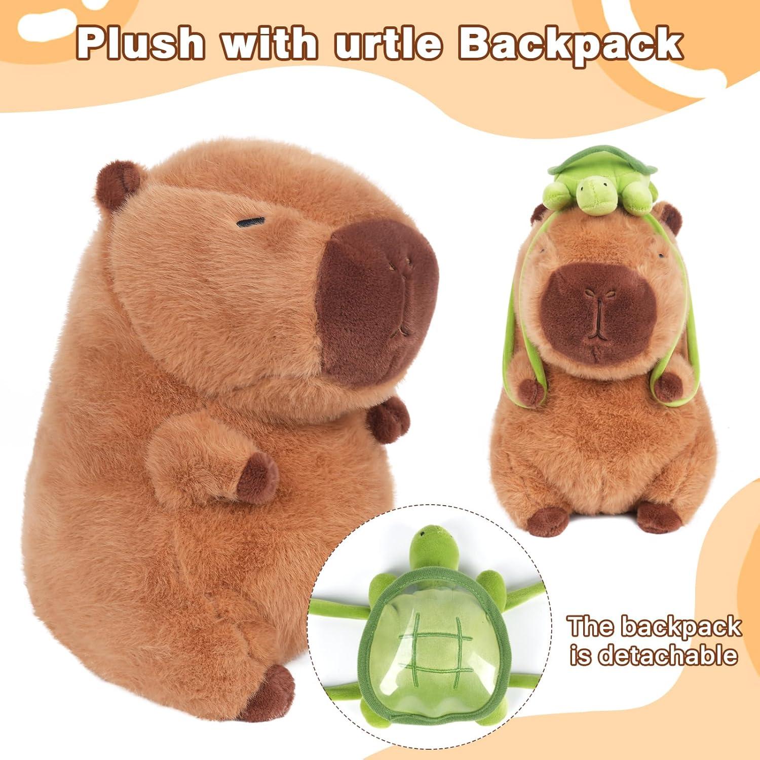Muñeca de Peluche Capibara 30.48cm con Mochila Tortuga