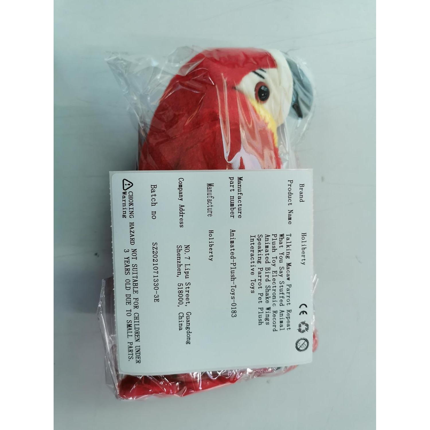 Loro Hablante de Peluche Holiberty 21 cm Rojo Interactivo