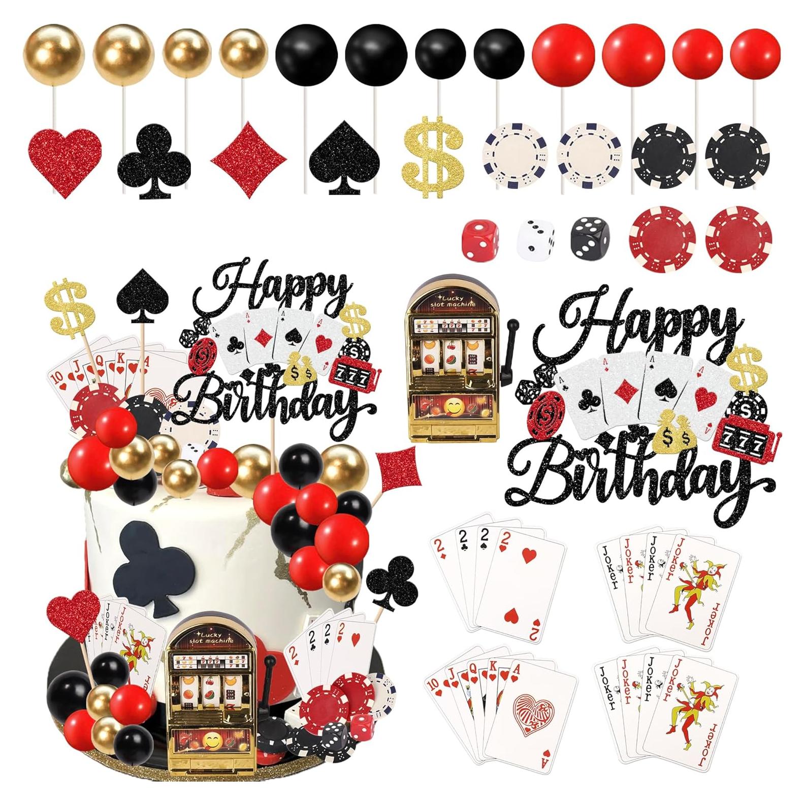 Decoración de Pastel de Casino Rsstarxi con Toppers de Póker