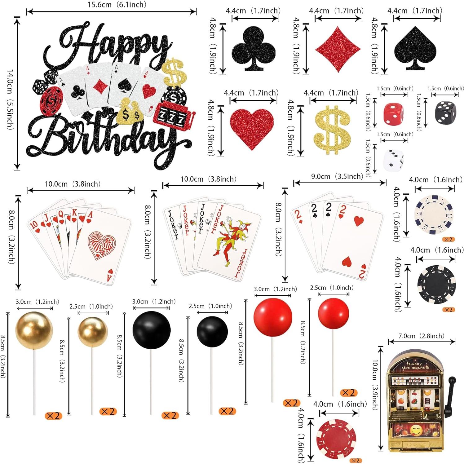 Decoración de Pastel de Casino Rsstarxi con Toppers de Póker