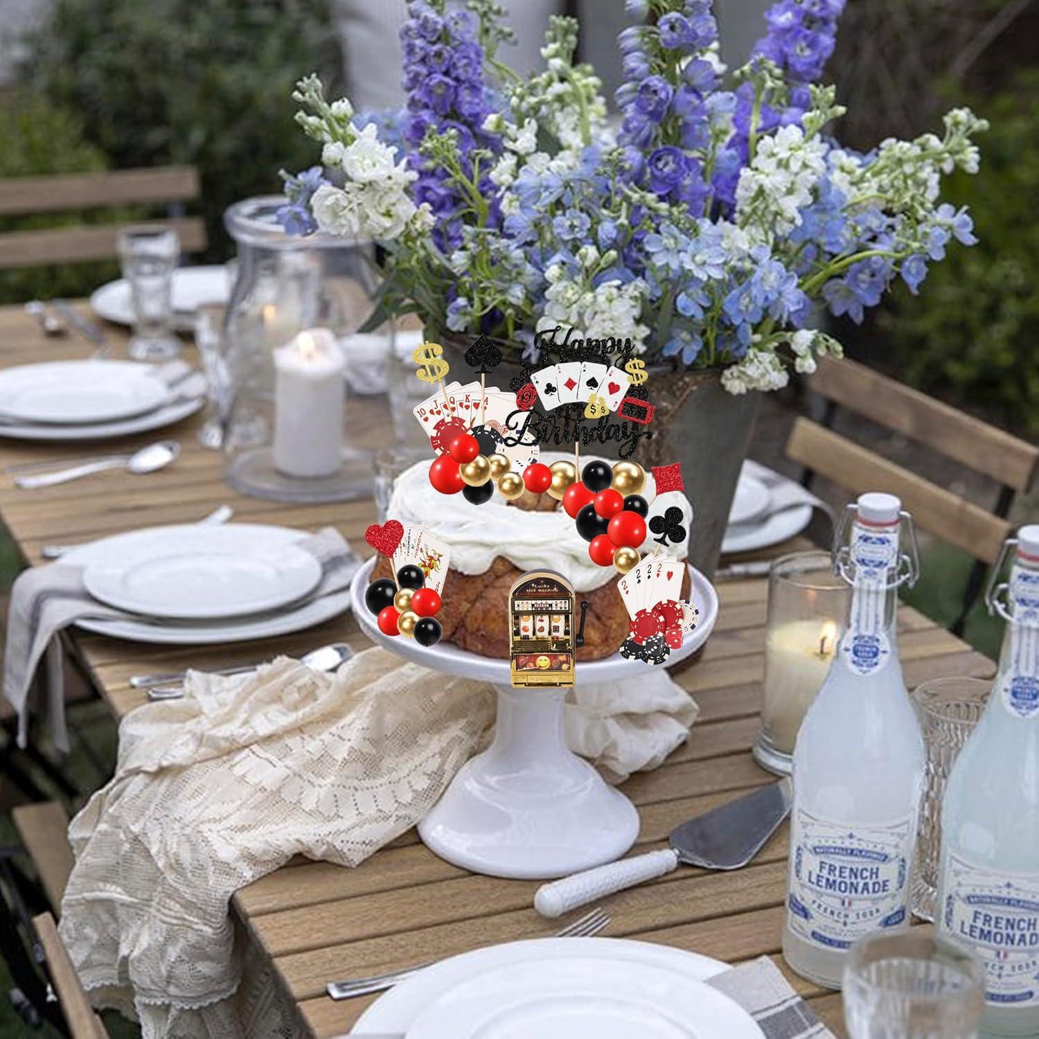 Decoración de Pastel de Casino Rsstarxi con Toppers de Póker