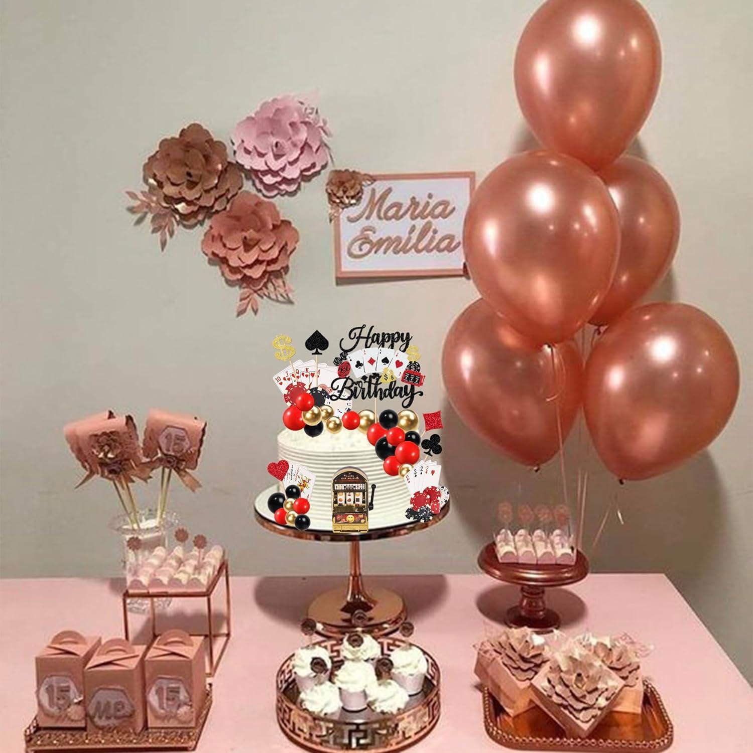 Decoración de Pastel de Casino Rsstarxi con Toppers de Póker