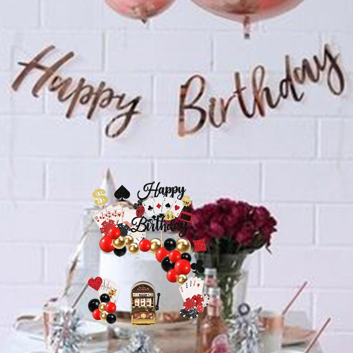 Decoración de Pastel de Casino Rsstarxi con Toppers de Póker