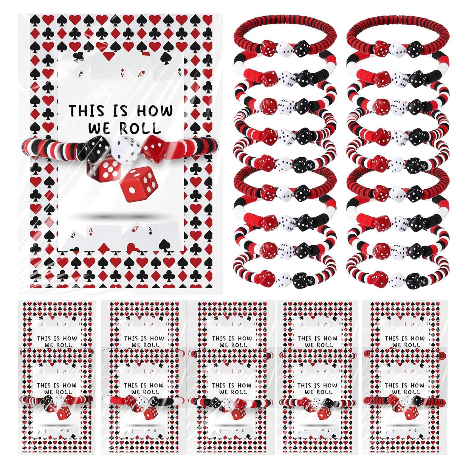 Conjunto de Fiesta de Casino Tondiamo 20 Pulseras y Tarjetas