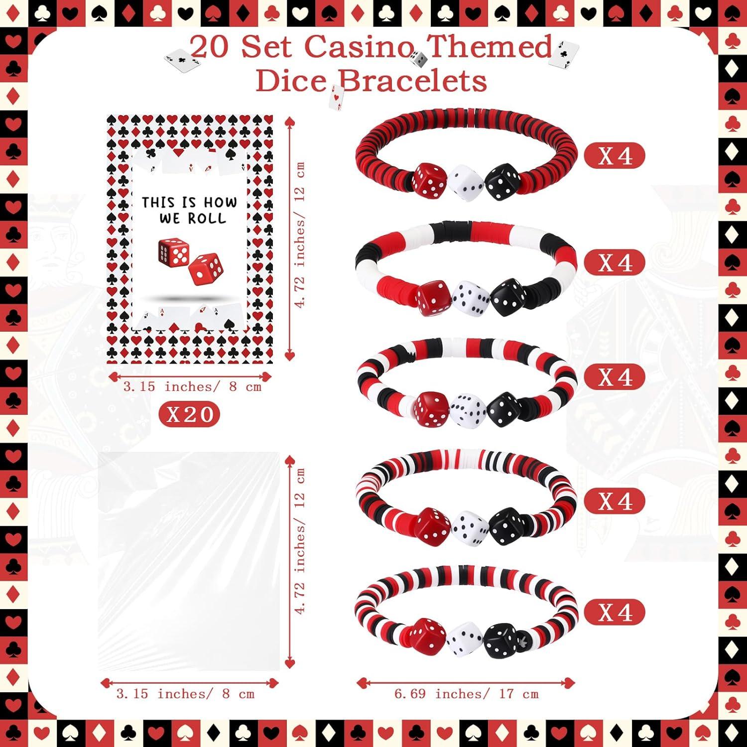 Conjunto de Fiesta de Casino Tondiamo 20 Pulseras y Tarjetas