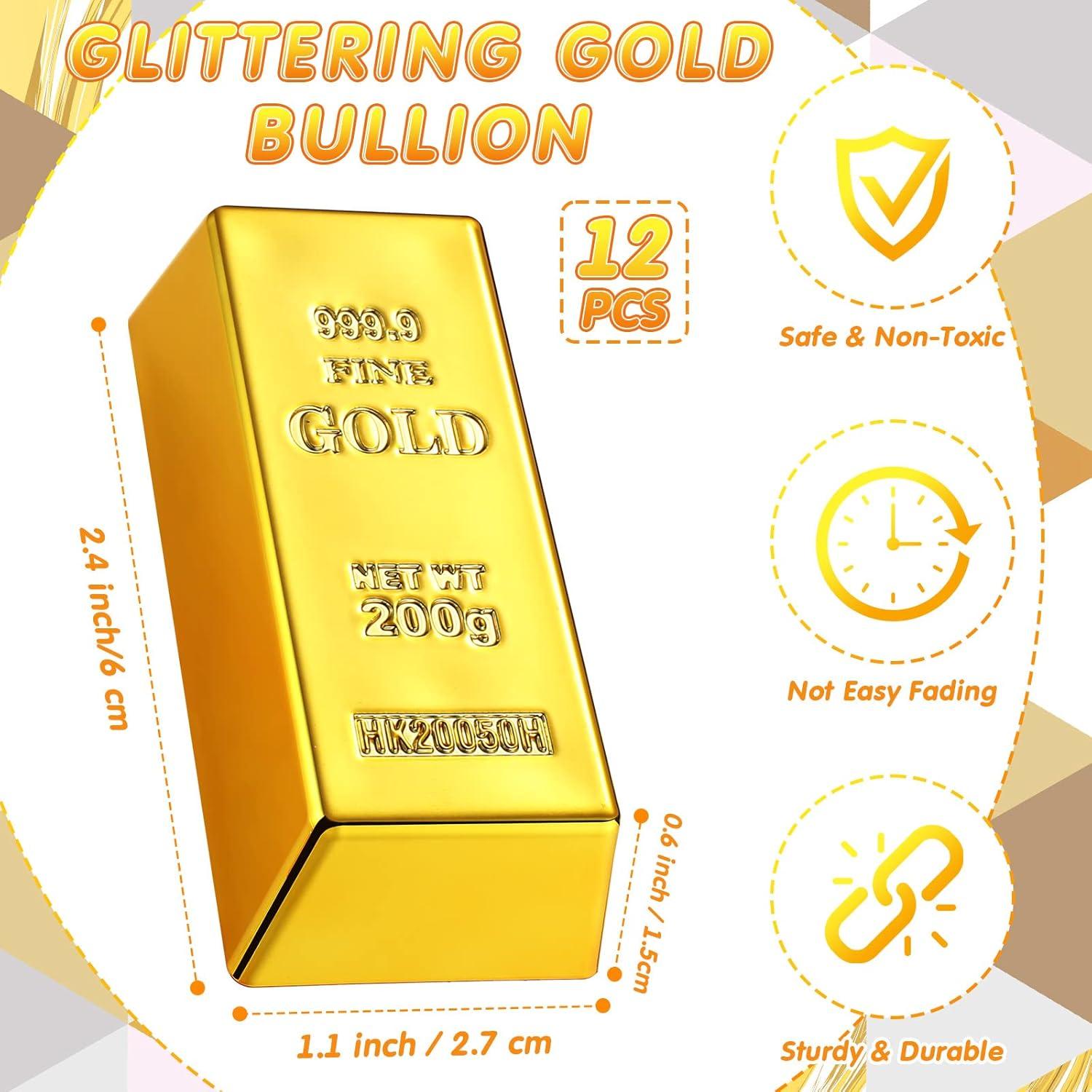 Set 12 Barras de Oro Falsas y 12 Bolsas de Dinero HyDren