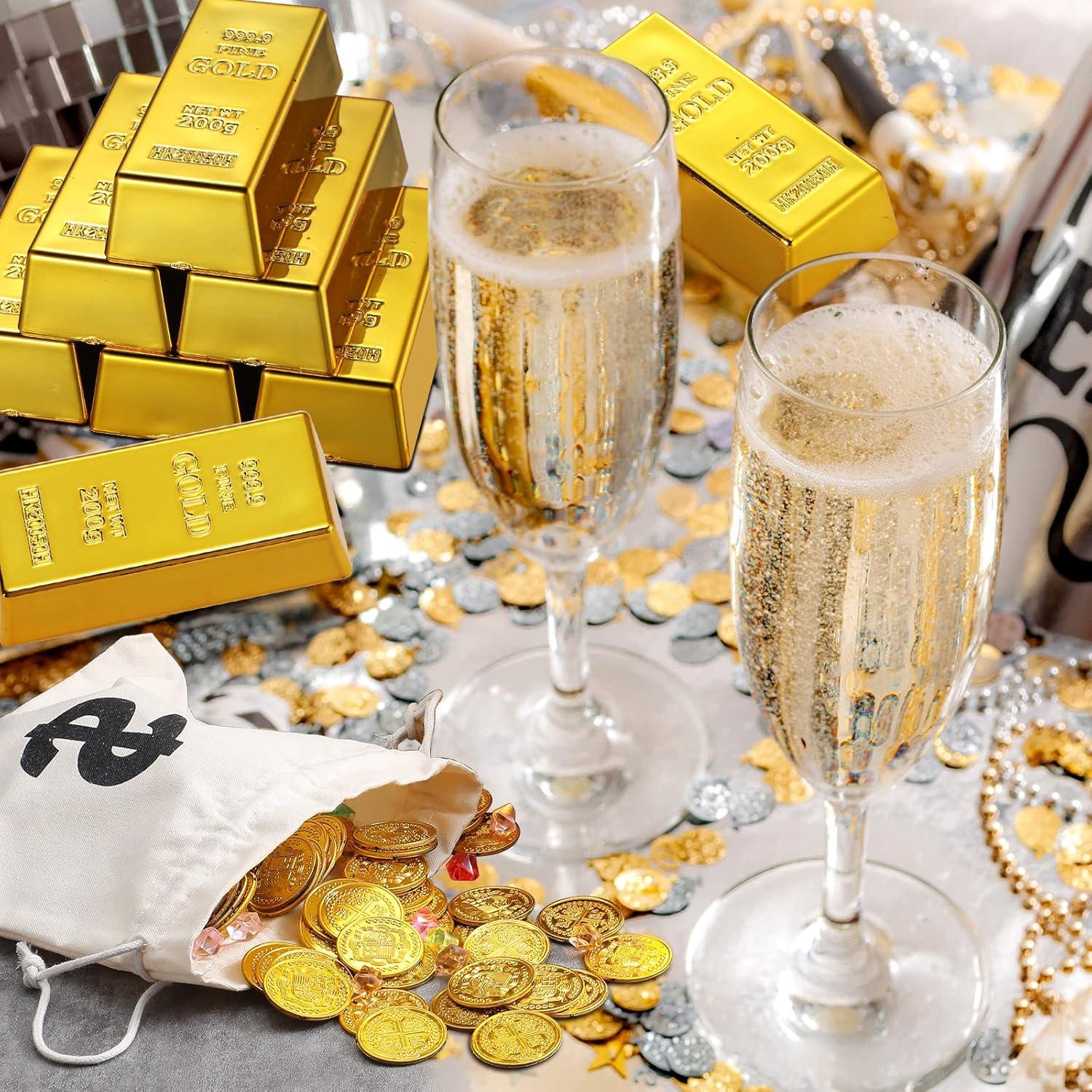 Set 12 Barras de Oro Falsas y 12 Bolsas de Dinero HyDren