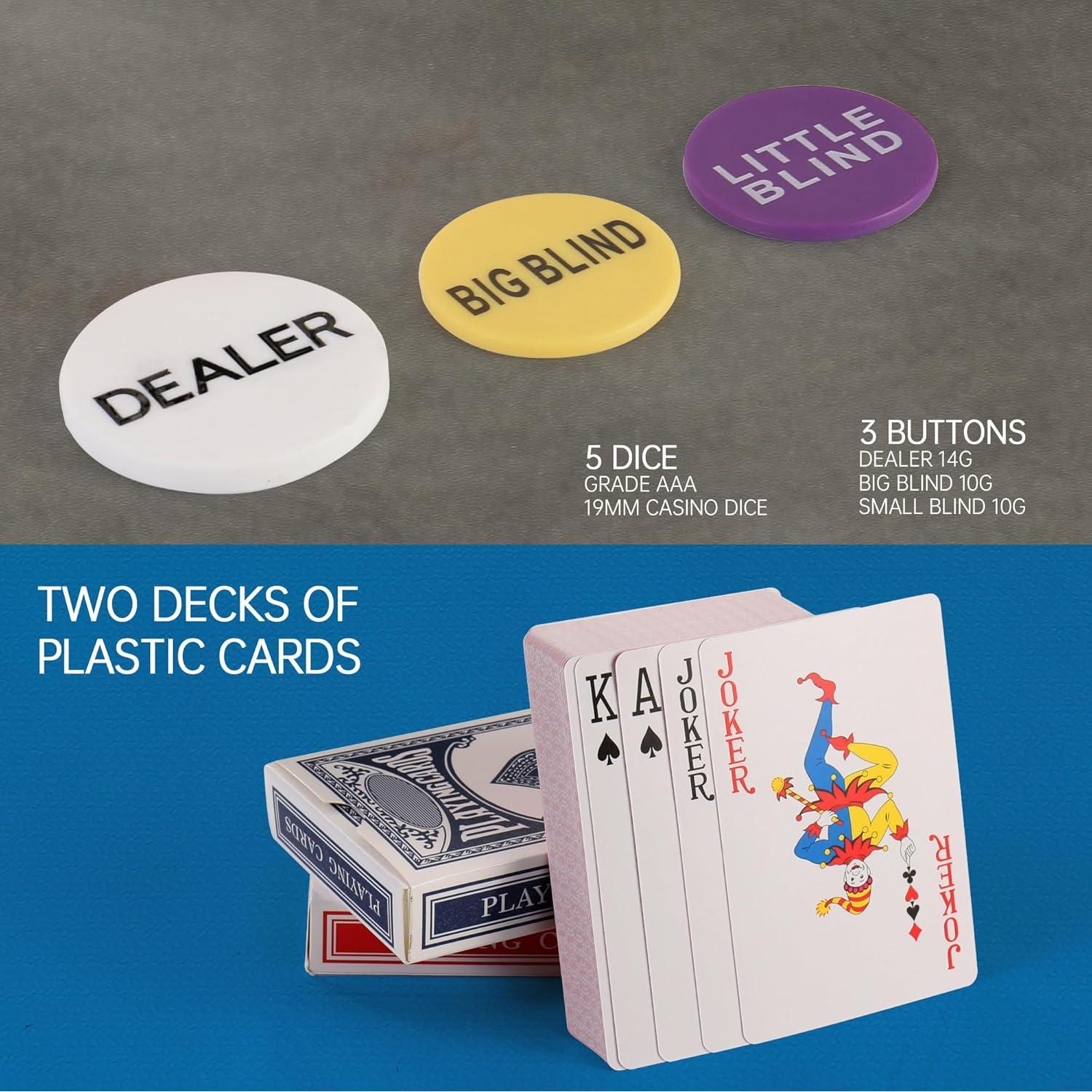 Juego de Póker 400 Fichas ZHIYUAN2020 + 2 Barajas de Cartas