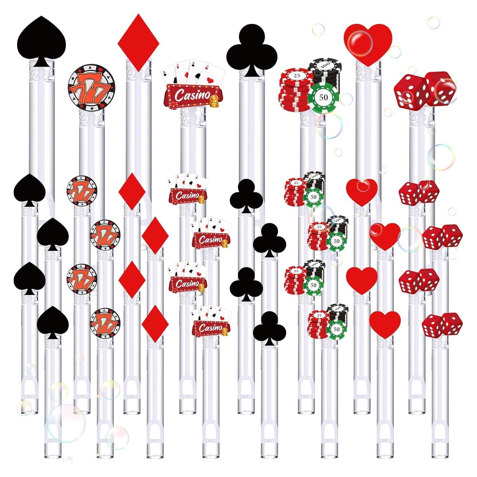 40 Varitas de Burbujas de Fiesta Tema Casino HanQiUS