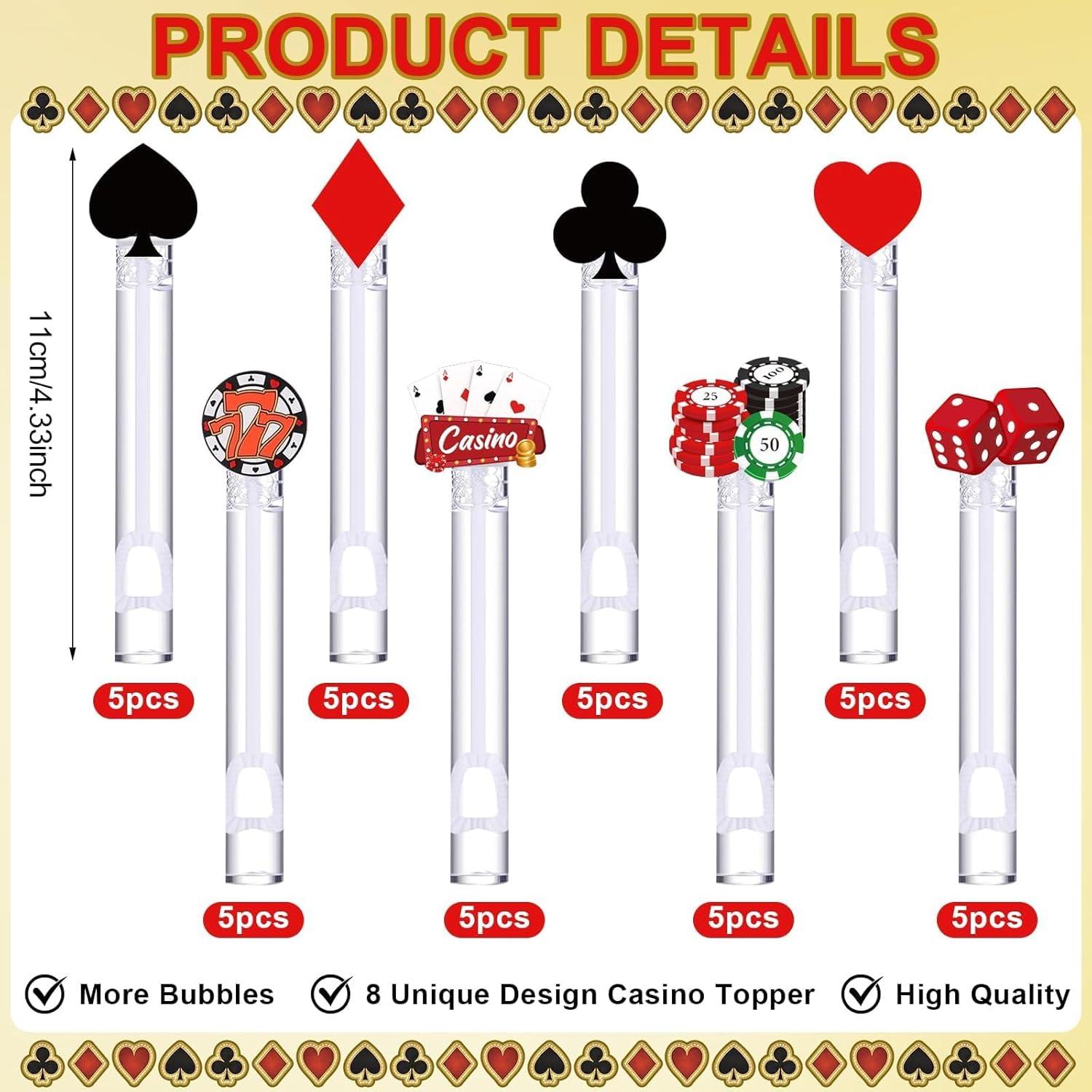 40 Varitas de Burbujas de Fiesta Tema Casino HanQiUS