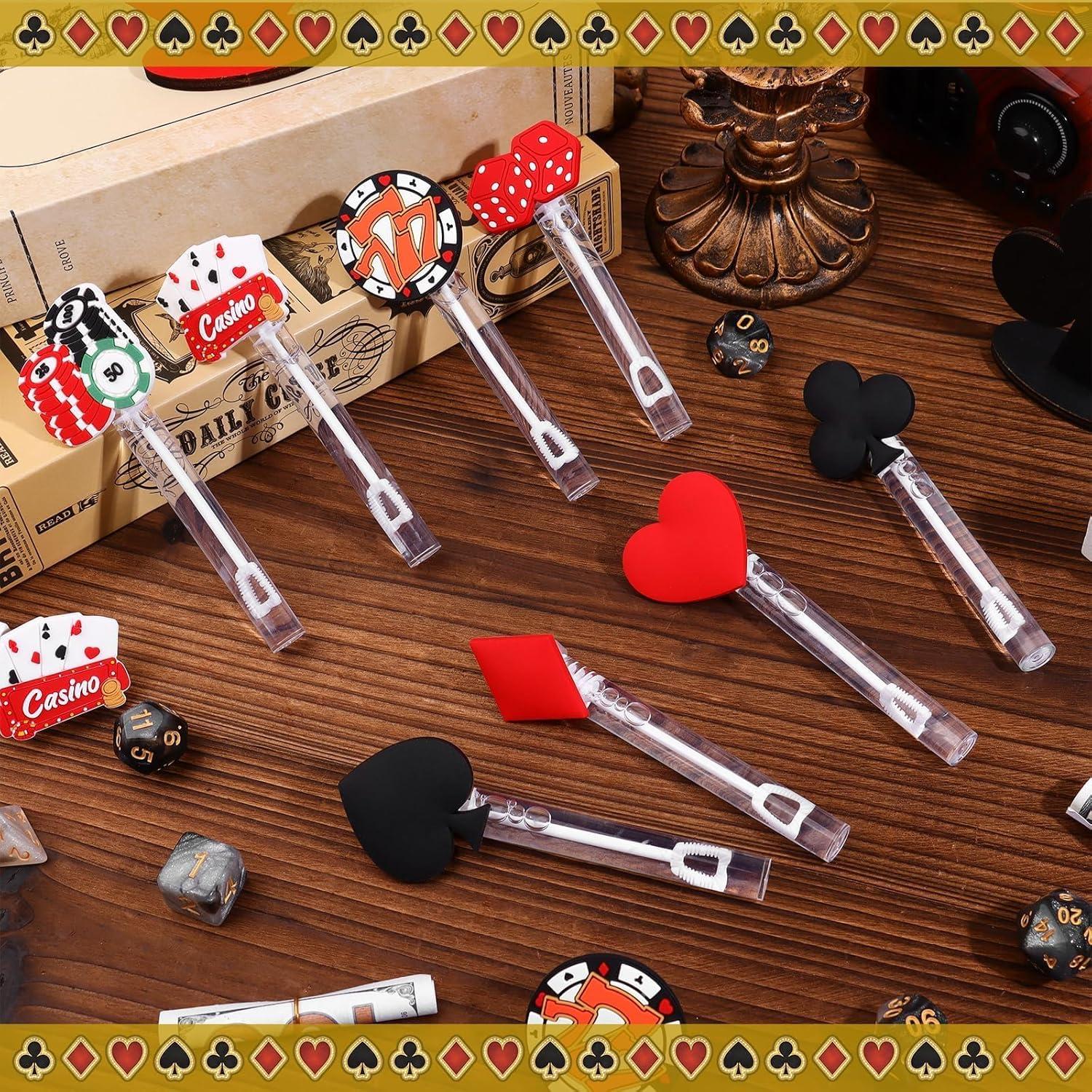 40 Varitas de Burbujas de Fiesta Tema Casino HanQiUS