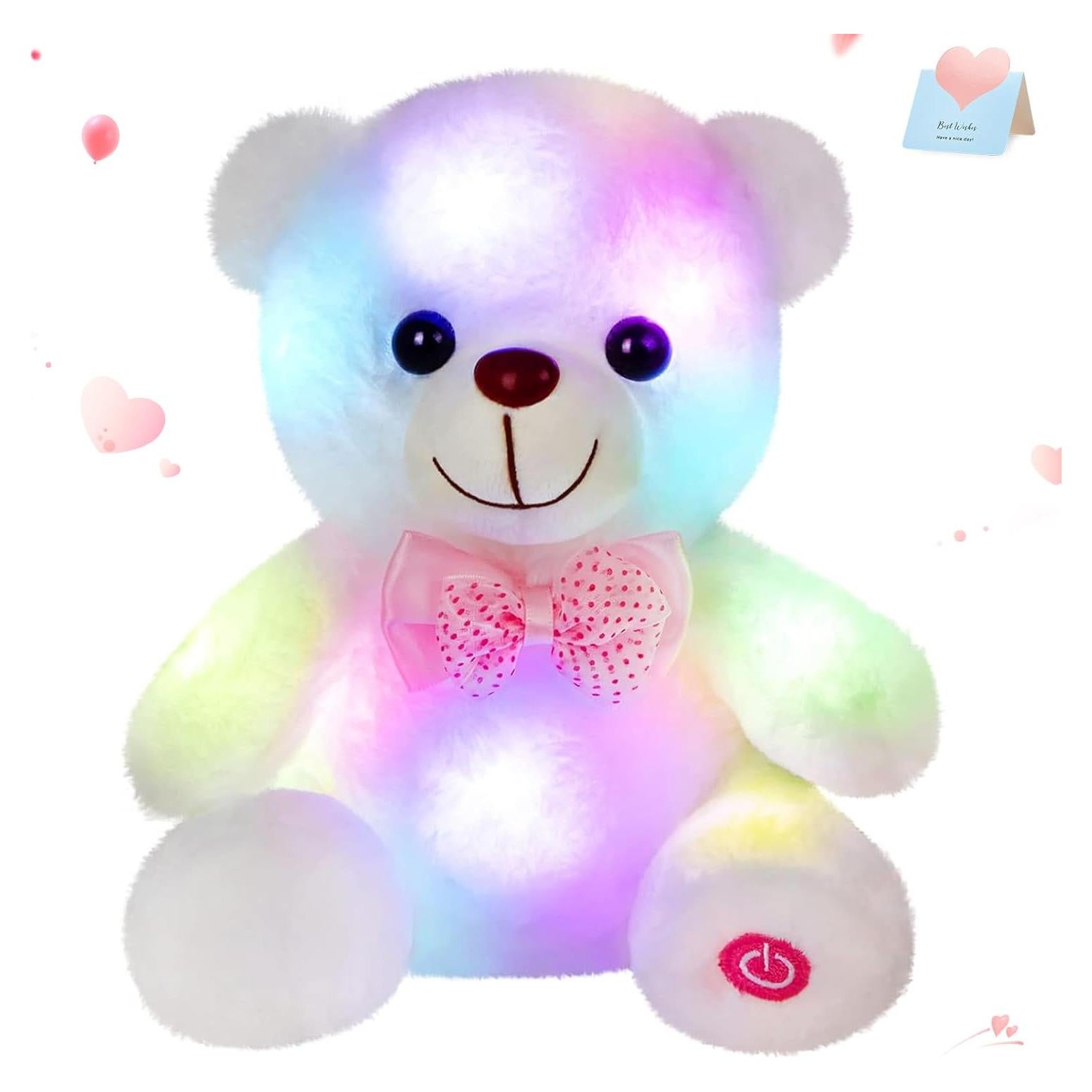 Osito de Peluche LED BSTAOFY Blanco 20 cm Suave y Brillante