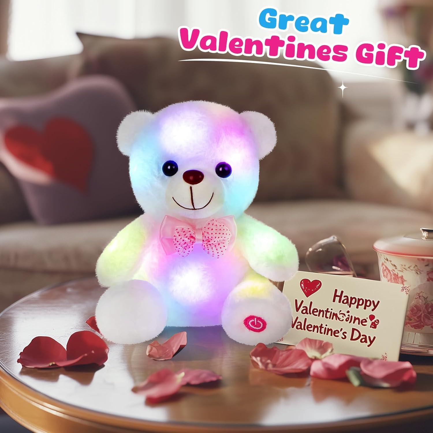 Osito de Peluche LED BSTAOFY Blanco 20 cm Suave y Brillante