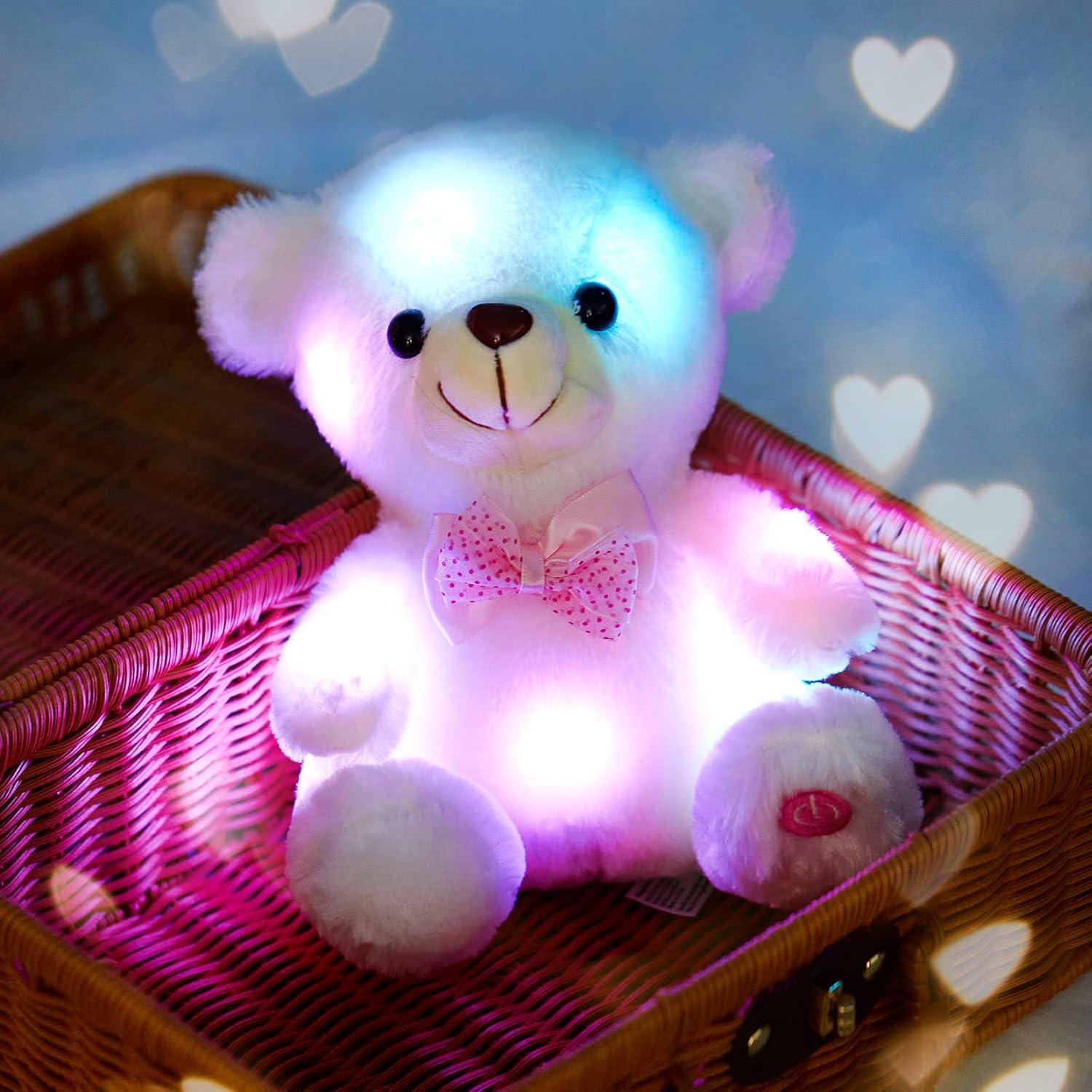 Osito de Peluche LED BSTAOFY Blanco 20 cm Suave y Brillante