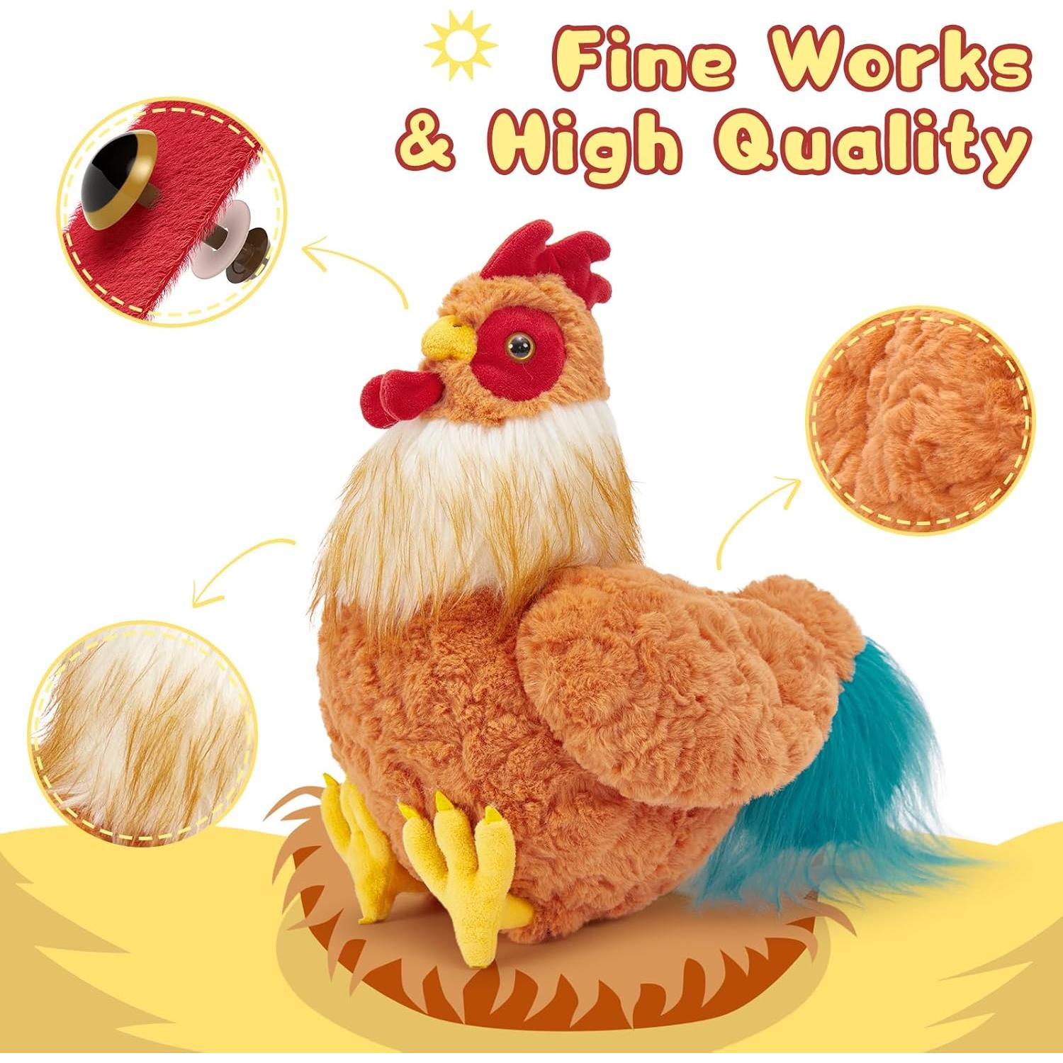Juguete de Peluche de Pollo Grande 45.72 cm Suave y Acogedor