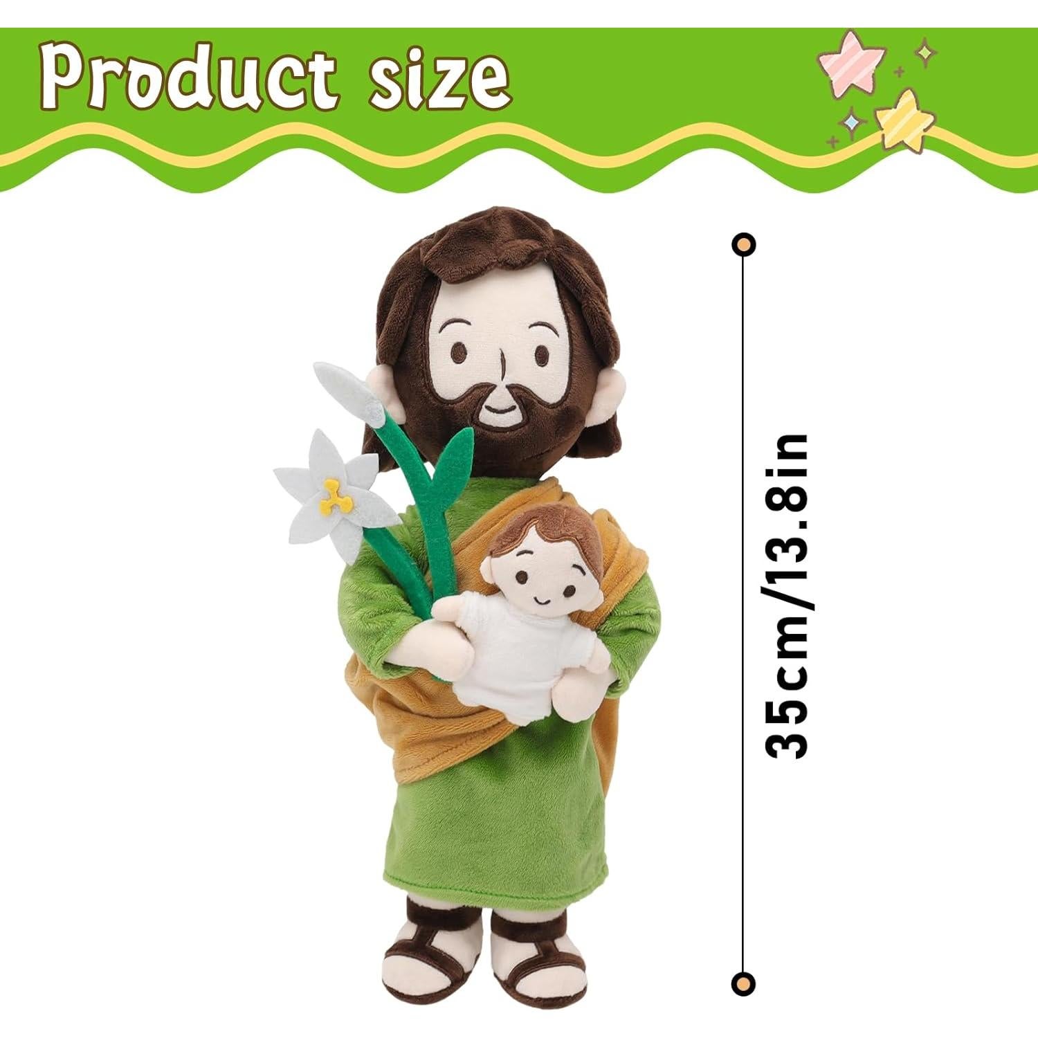 Muñeco de Peluche Jesús Verde Yelakey 33 cm para Bautizo