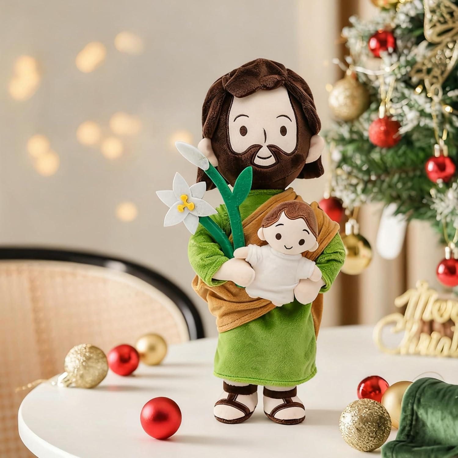 Muñeco de Peluche Jesús Verde Yelakey 33 cm para Bautizo