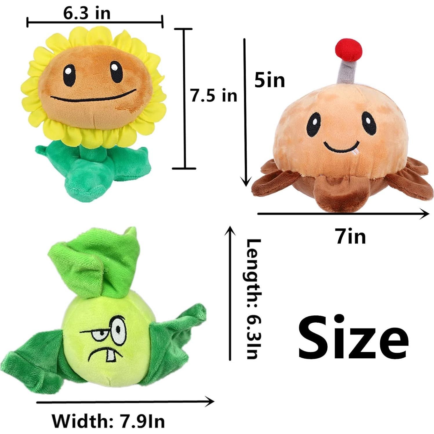 Set de 3 Peluches Plantas vs Zombies JHESAO - Girasol, Mina de Patata y Bonk Choy