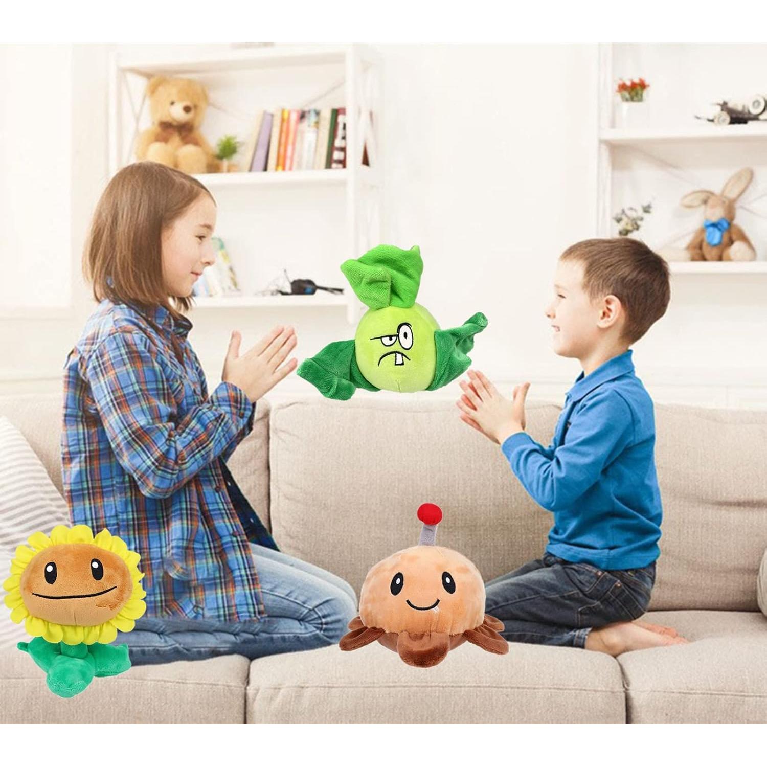 Set de 3 Peluches Plantas vs Zombies JHESAO - Girasol, Mina de Patata y Bonk Choy