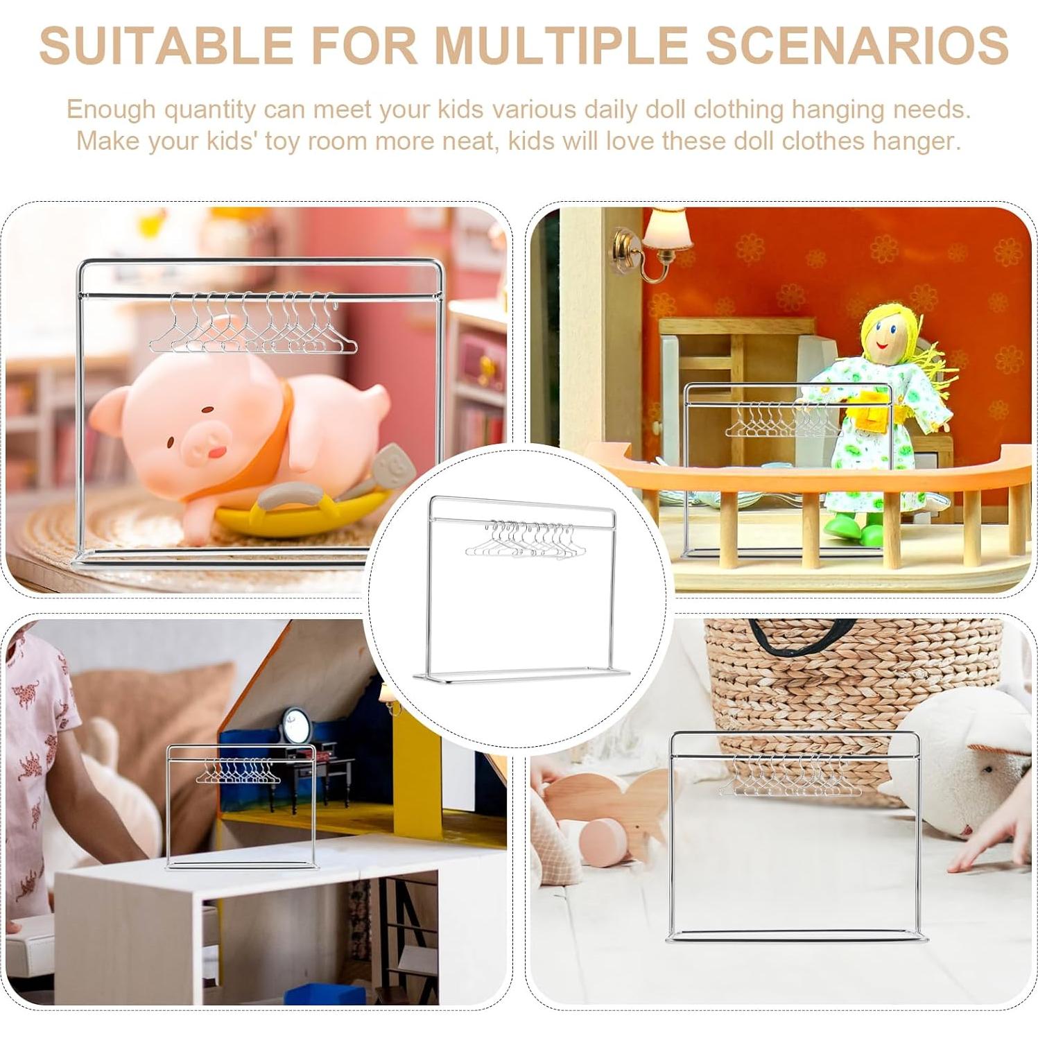 Conjunto de Percheros de Ropa de Muñeca Toddmomy - Hierro Miniatura