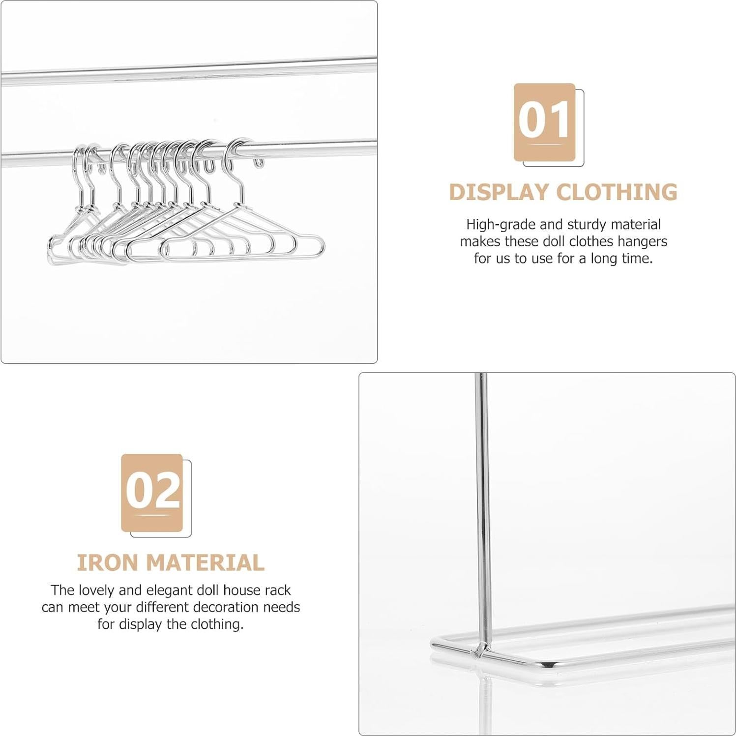 Conjunto de Percheros de Ropa de Muñeca Toddmomy - Hierro Miniatura