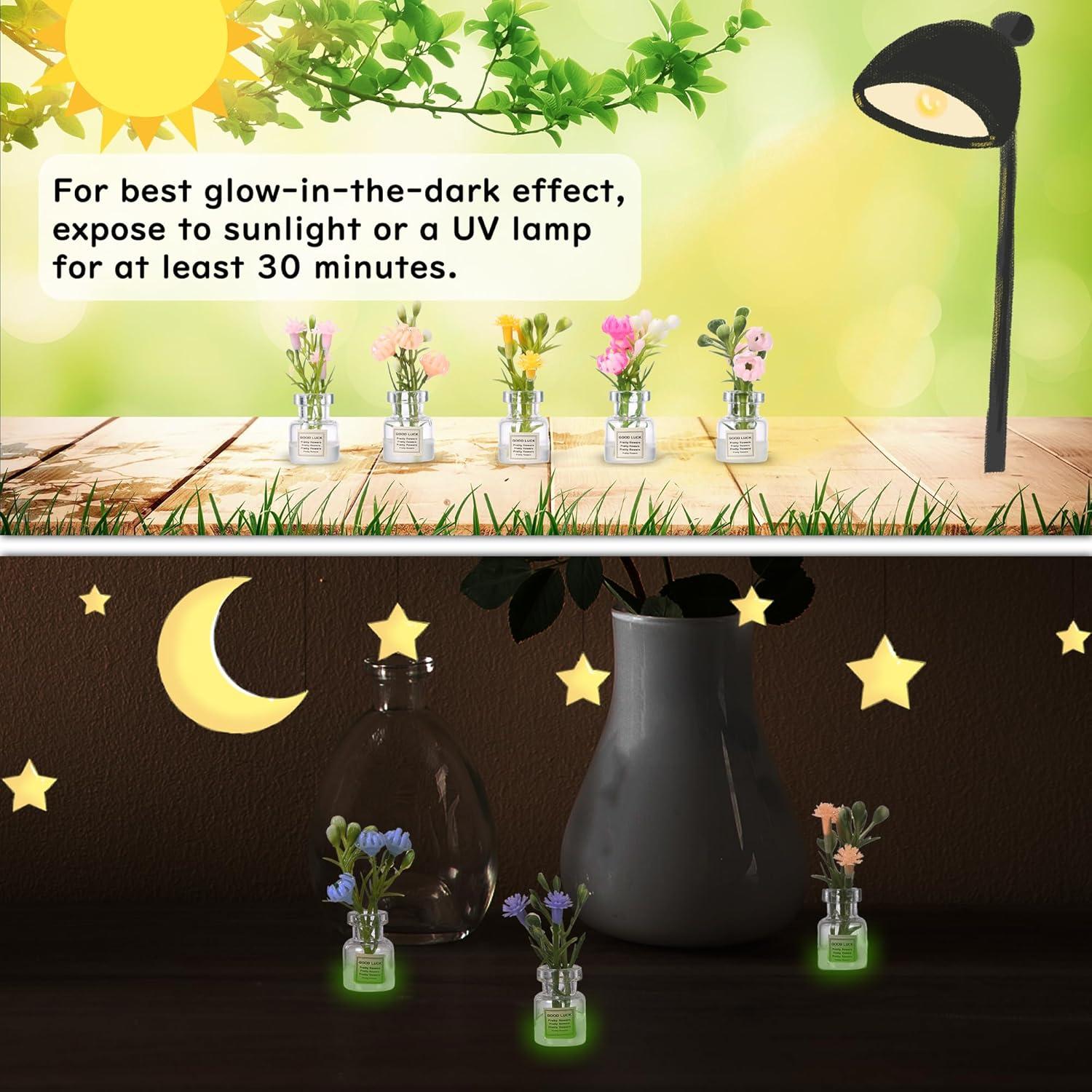 Juego de 10 Plantas Miniatura que Brillan en la Oscuridad