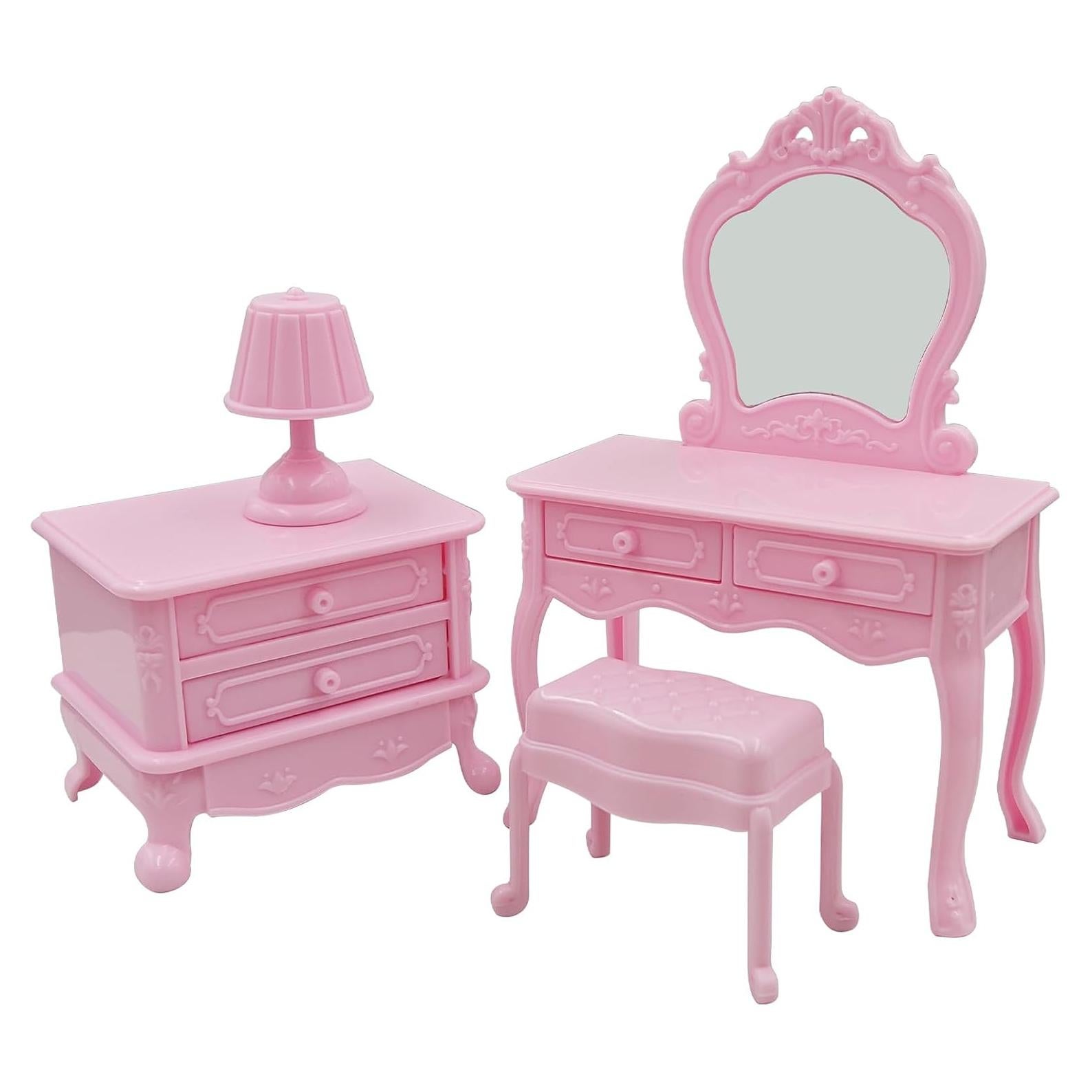 Conjunto de Muebles para Casa de Muñecas Hopelj - Tocador Rosa